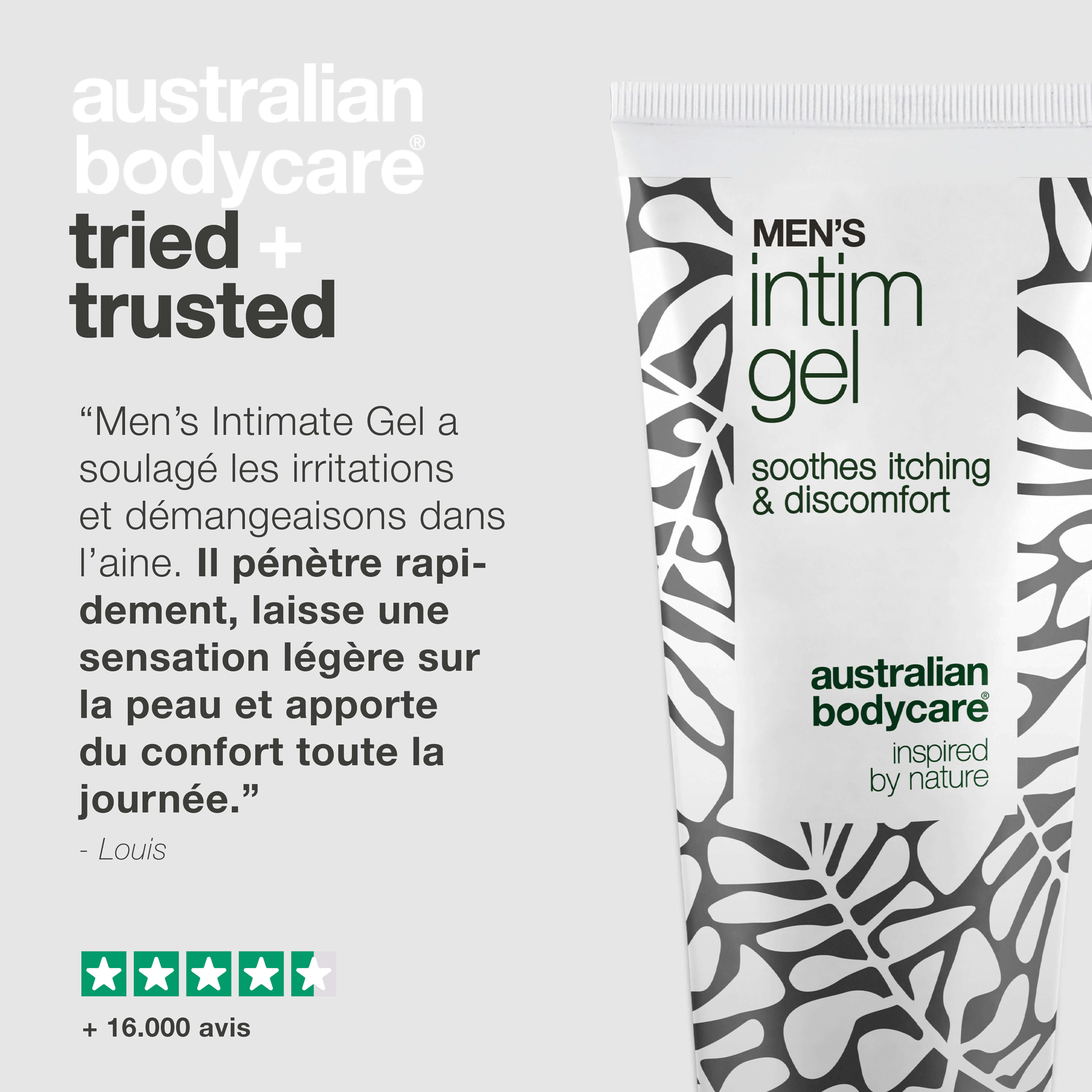 Gel intime pour hommes – Soulage démangeaisons et irritations — Dites adieu aux démangeaisons avec le Gel intime hommes. Peau fraîche et équilibrée grâce à une texture non grasse et absorbante.