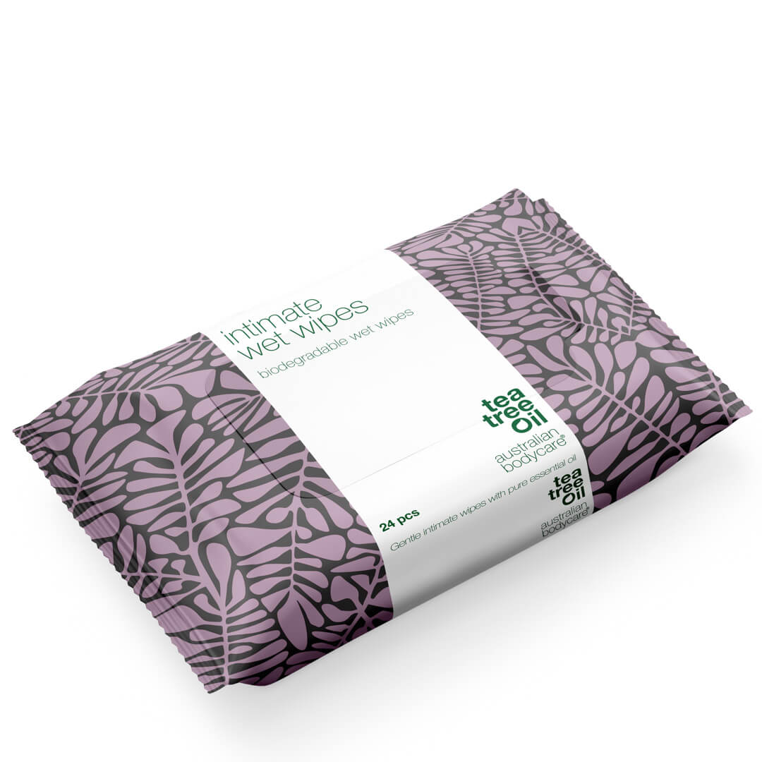 Lingettes intimes individuelles à l'huile de tea tree (24 pièces) - pour les soins intimes quotidiens contre les odeurs indésirables, les démangeaisons et la sécheresse