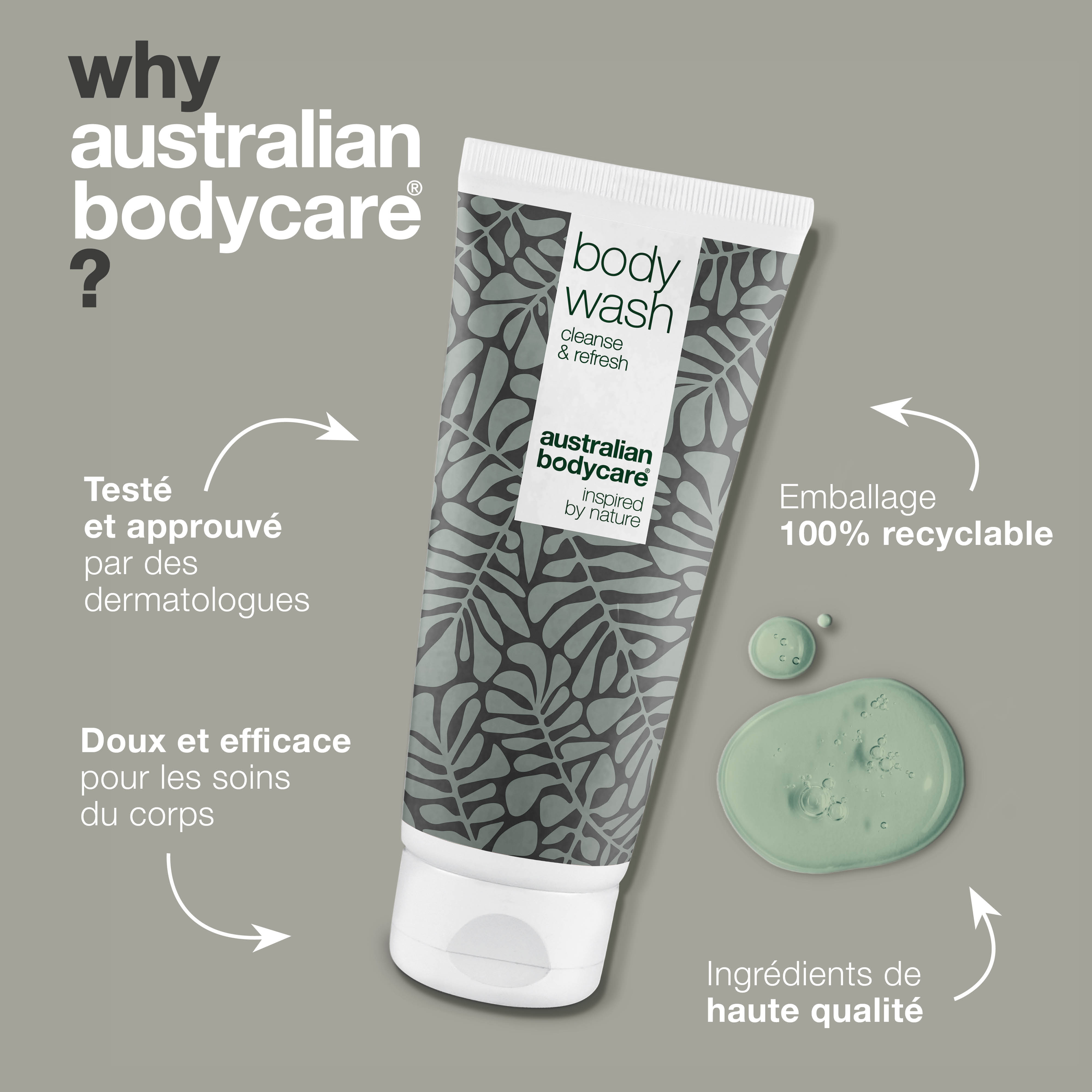 Gel douche pour les imperfections et les odeurs corporelles – Gel douche qui réduit les odeurs corporelles, les pieds malodorants et les taches, laissant la peau rafraîchie et propre.