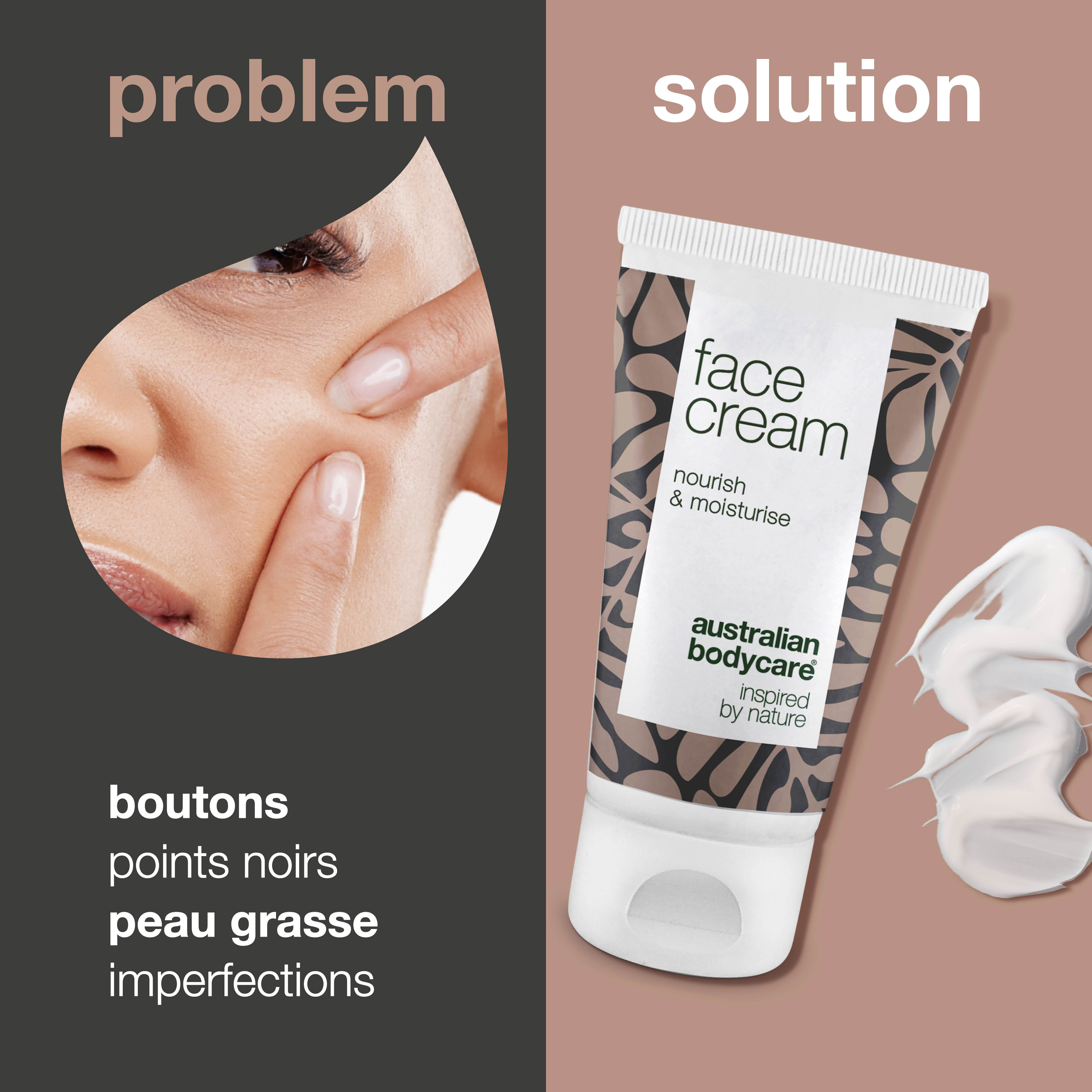 Crème visage à l'arbre à thé pour boutons et peaux congestionnées — Hydratant pour le visage, parfait pour les taches, les boutons, les peaux grasses et à tendance acnéique