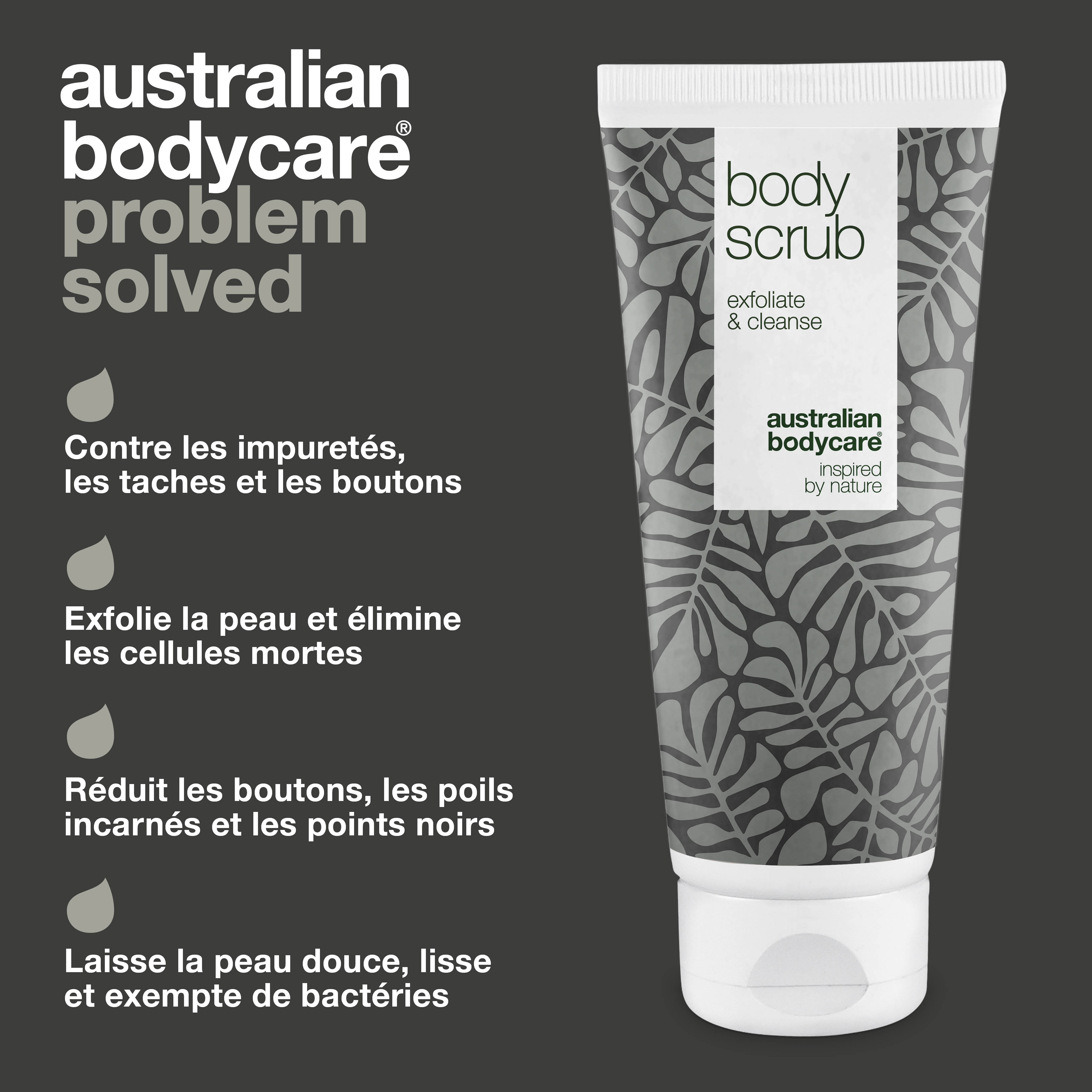 Gommage corporel exfoliant à l'arbre à thé pour les taches et la peau congestionnée — Gommage nettoyant en profondeur à l'huile d'arbre à thé 100 % naturelle, également pour un usage intime