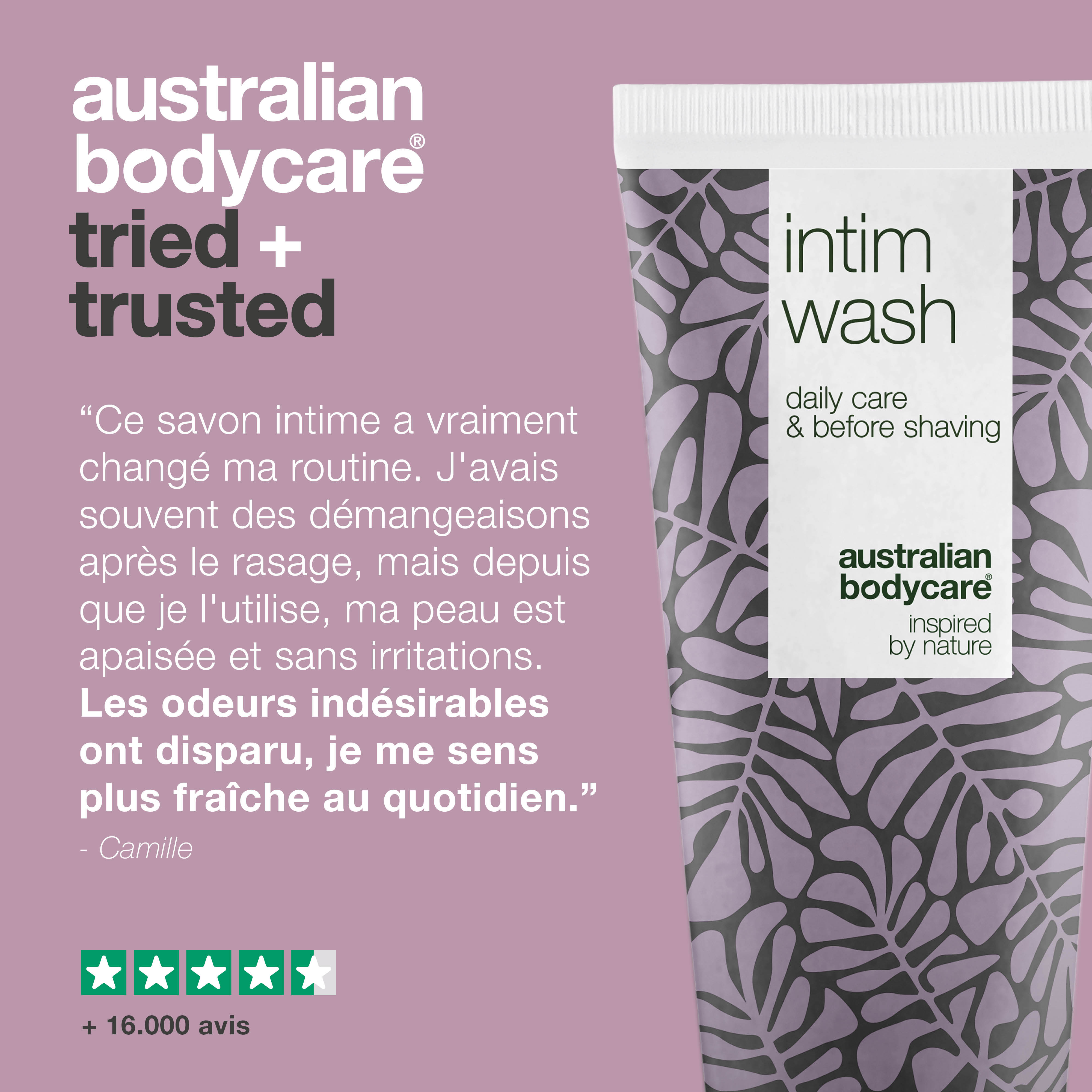 Nettoyant intime contre les odeurs et les démangeaisons — Lavage intime quotidien avec des ingrédients naturels pour lutter contre les odeurs, les démangeaisons et les irritations. Convient aussi bien aux hommes qu'aux femmes.