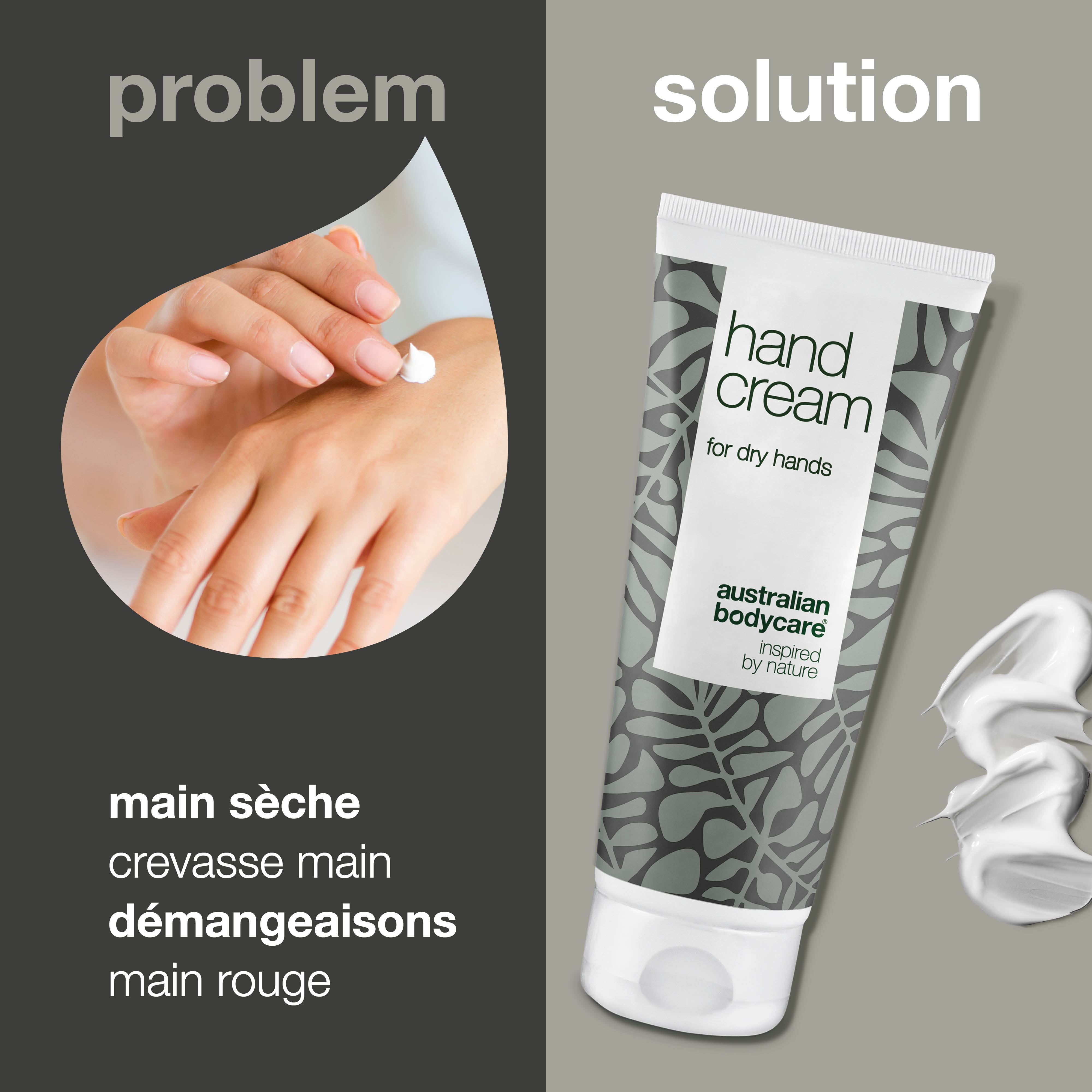 Crème mains Tea Tree pour mains rouges et sèches — Lotion pour les mains pour le soin quotidien des mains gercées, irritées ou à peau rouge