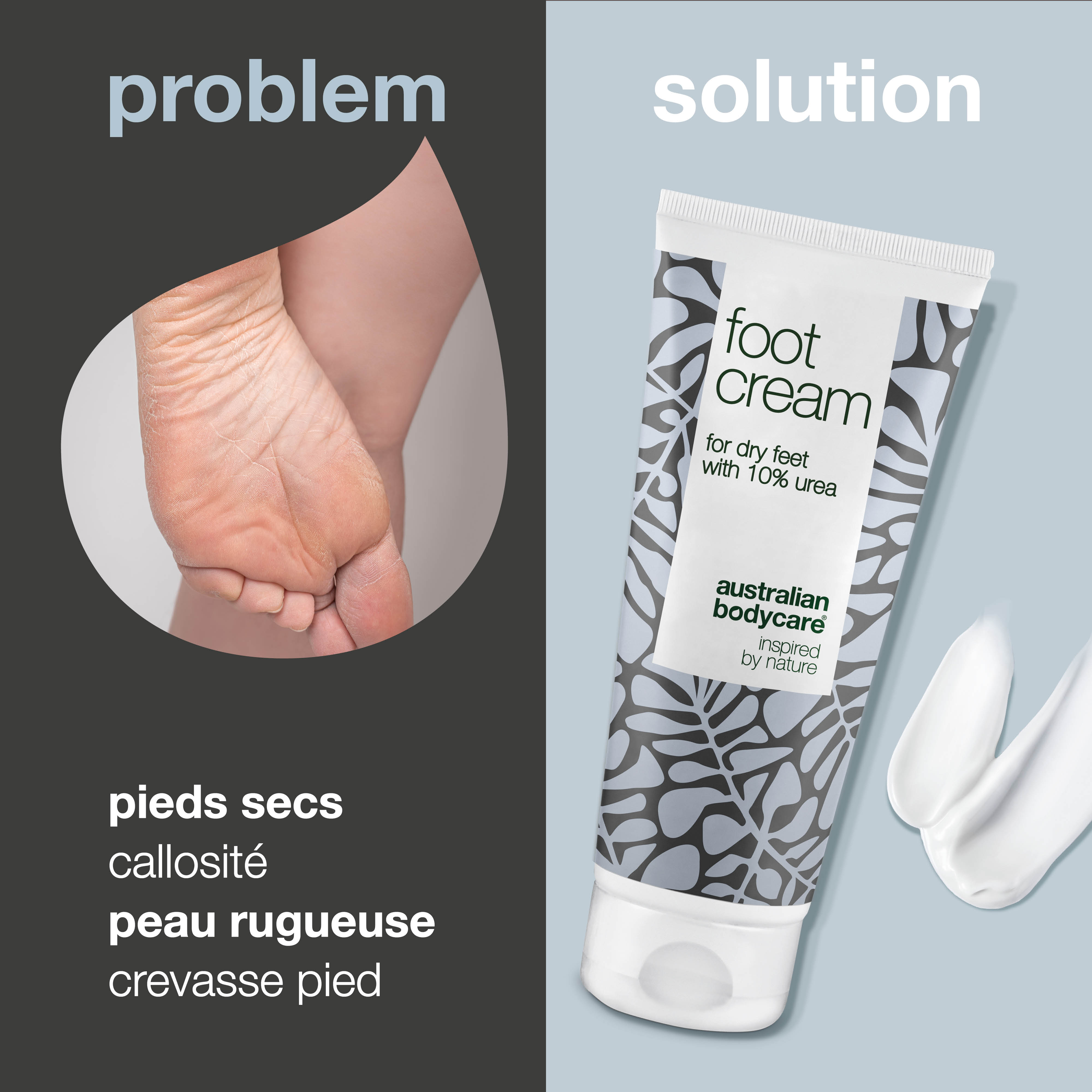 Crème pour les pieds avec 10 % d'urée pour pieds secs — Crème nourrissante pour les pieds secs avec de l'huile d'arbre à thé 100 % naturelle
