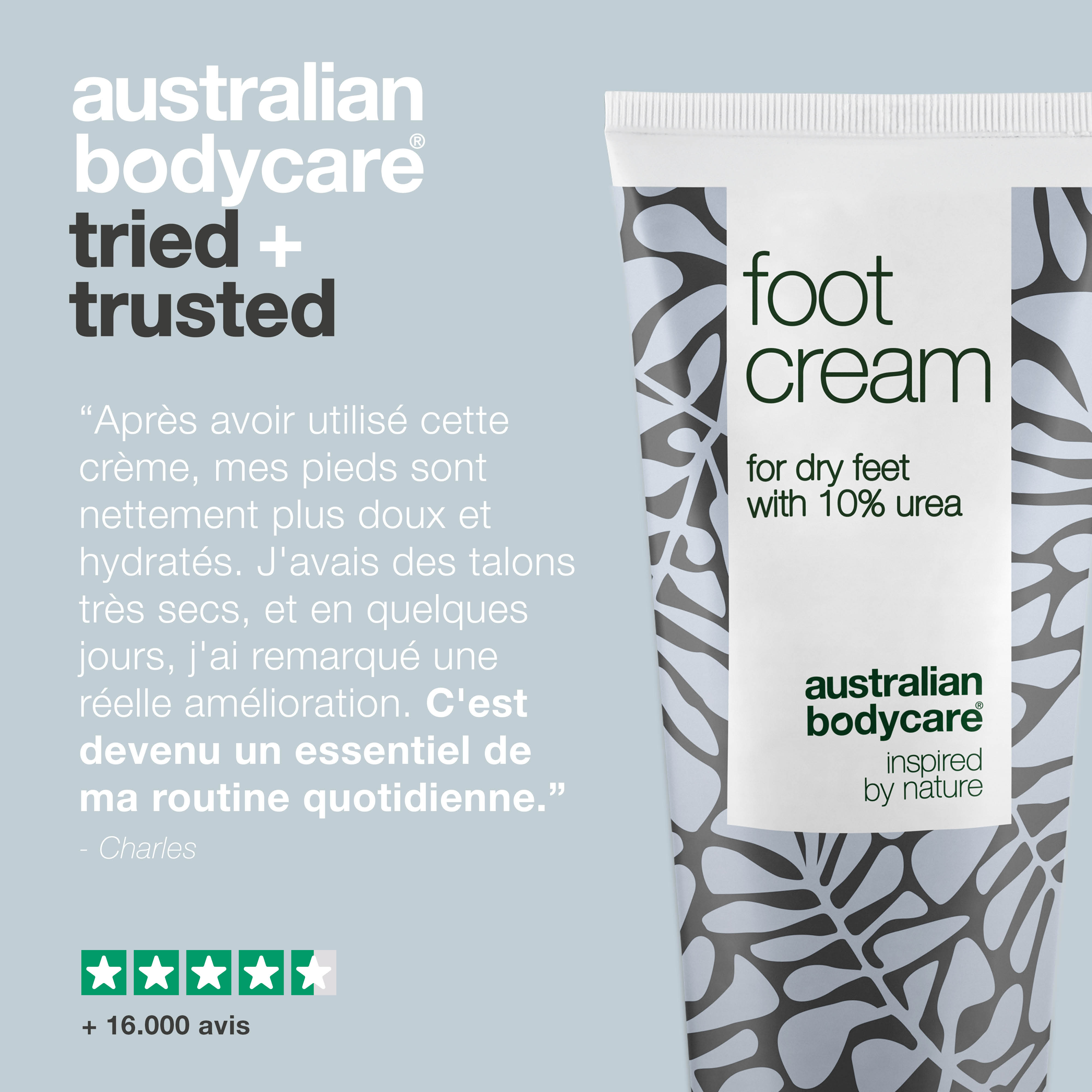 Crème pour les pieds avec 10 % d'urée pour pieds secs — Crème nourrissante pour les pieds secs avec de l'huile d'arbre à thé 100 % naturelle