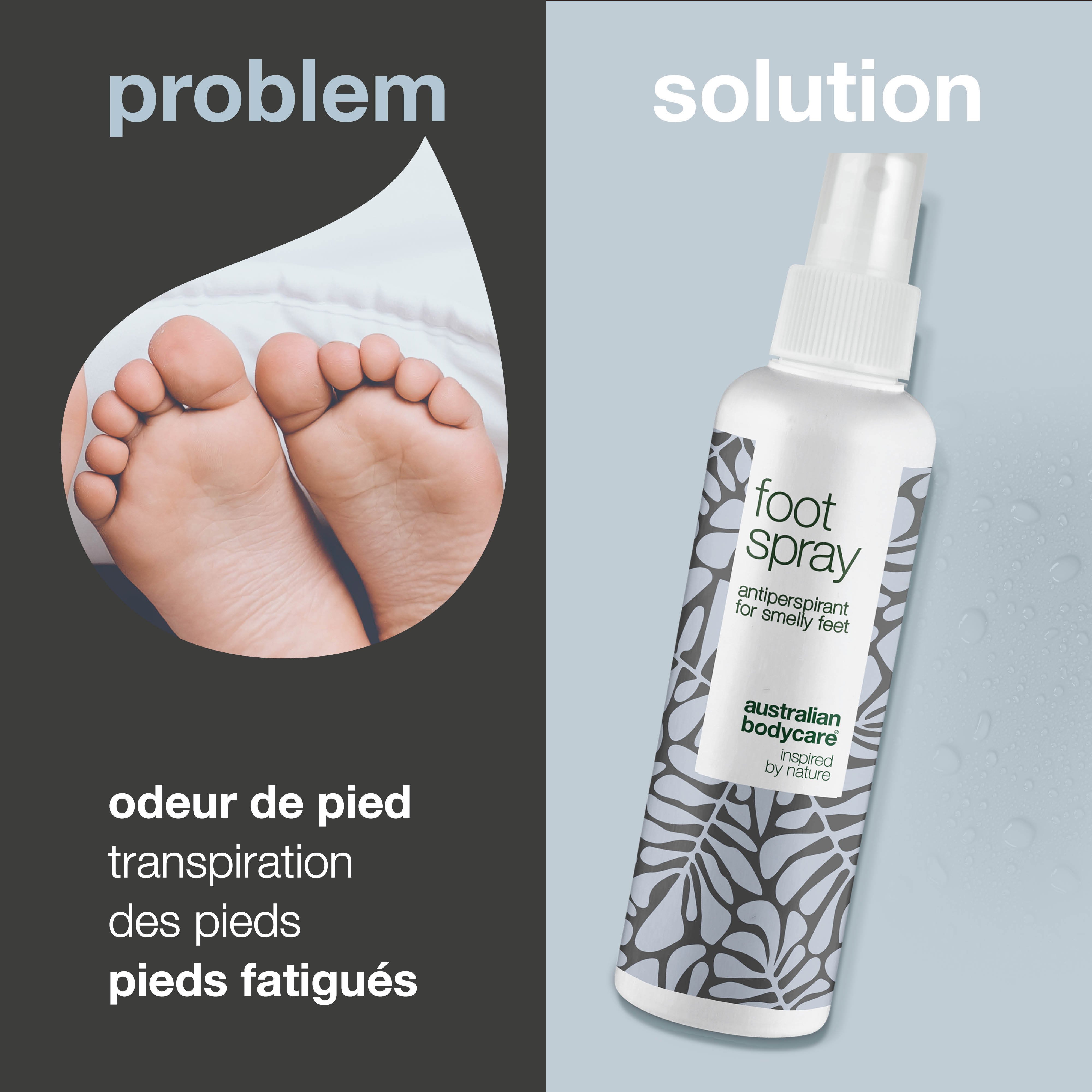 Spray pour les pieds contre les odeurs — Spray anti-transpirant pour les pieds et les orteils malodorants et moites