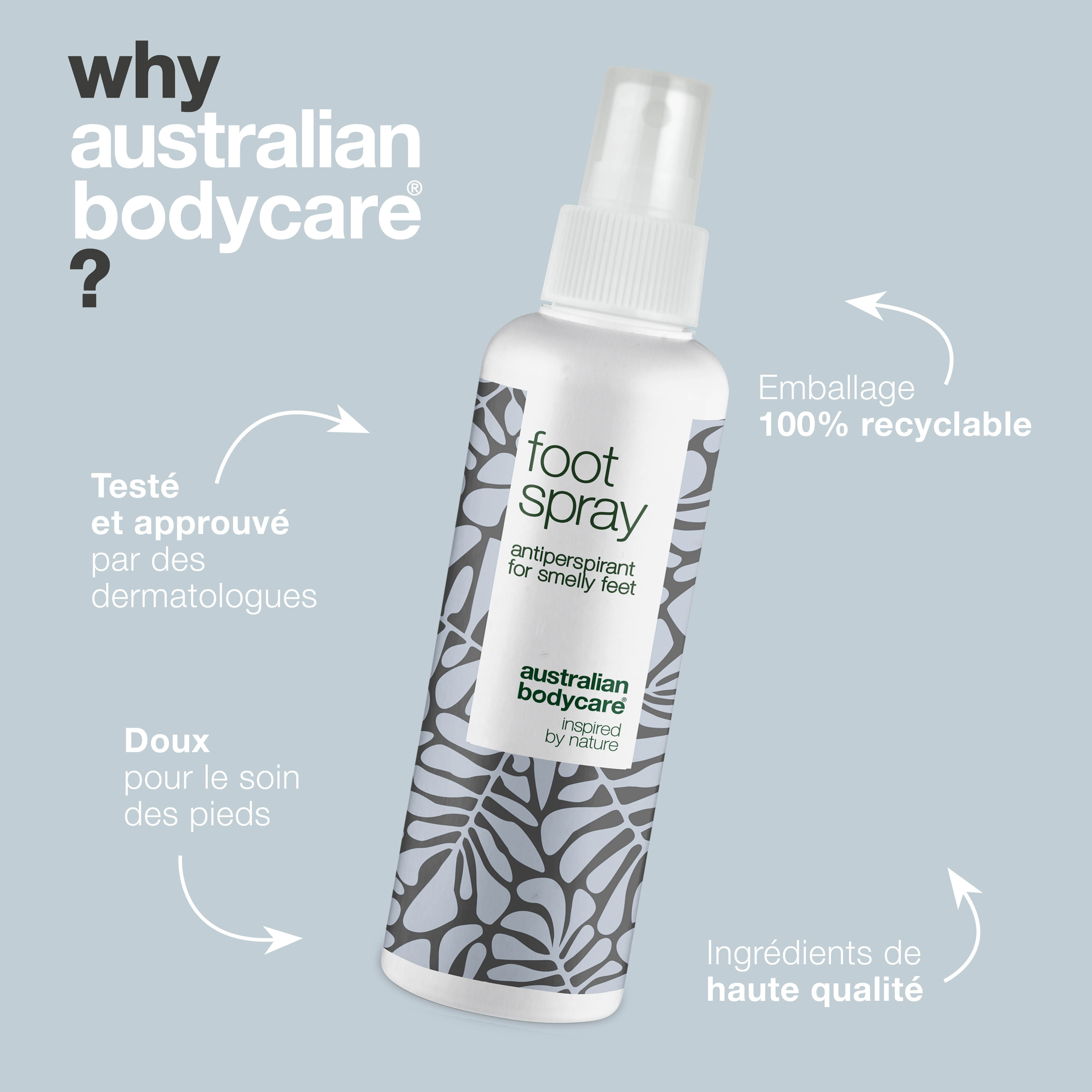 Spray pour les pieds contre les odeurs — Spray anti-transpirant pour les pieds et les orteils malodorants et moites