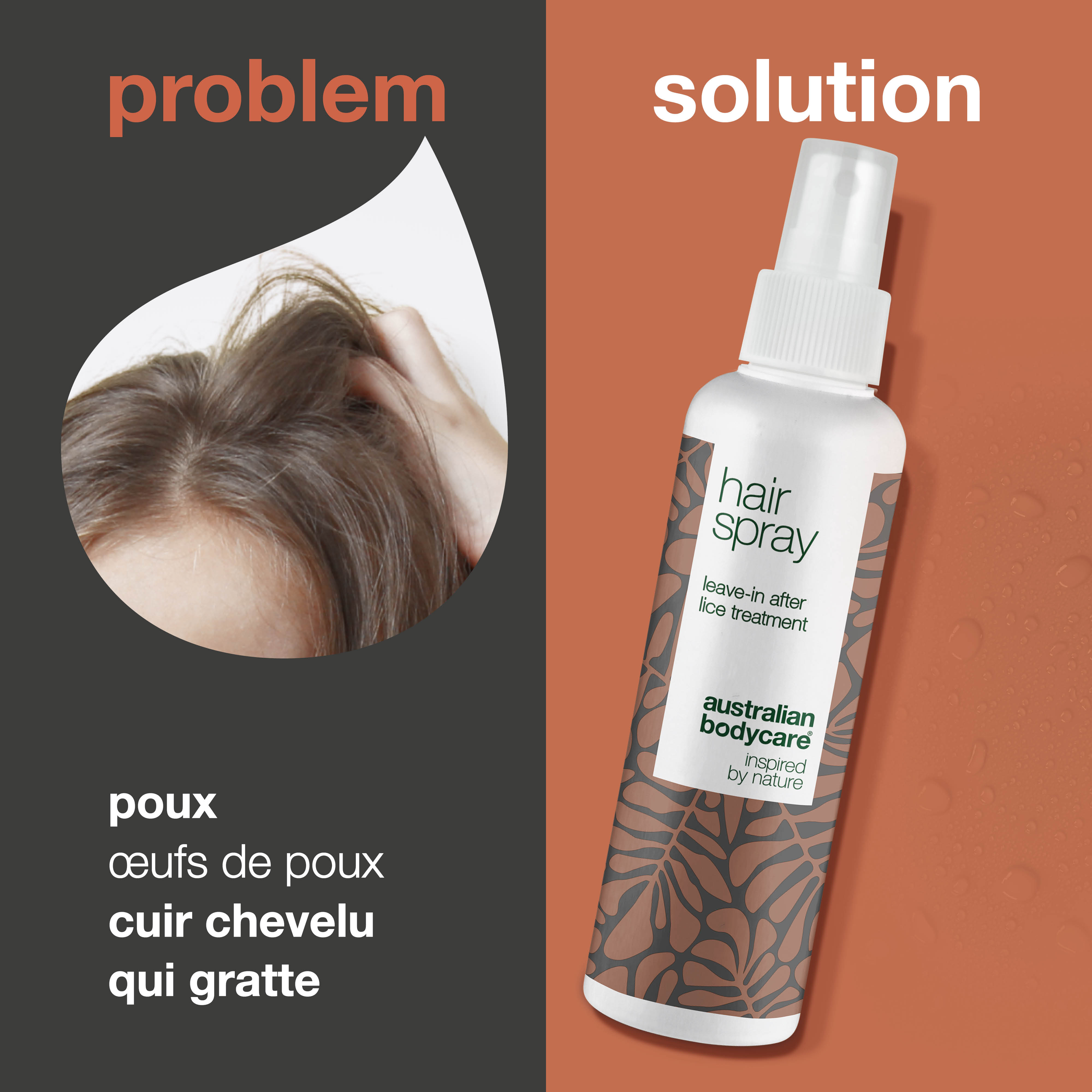 Spray capillaire anti-poux pour cheveux et cuir chevelu — Spray capillaire pour prévenir les poux après le traitement
