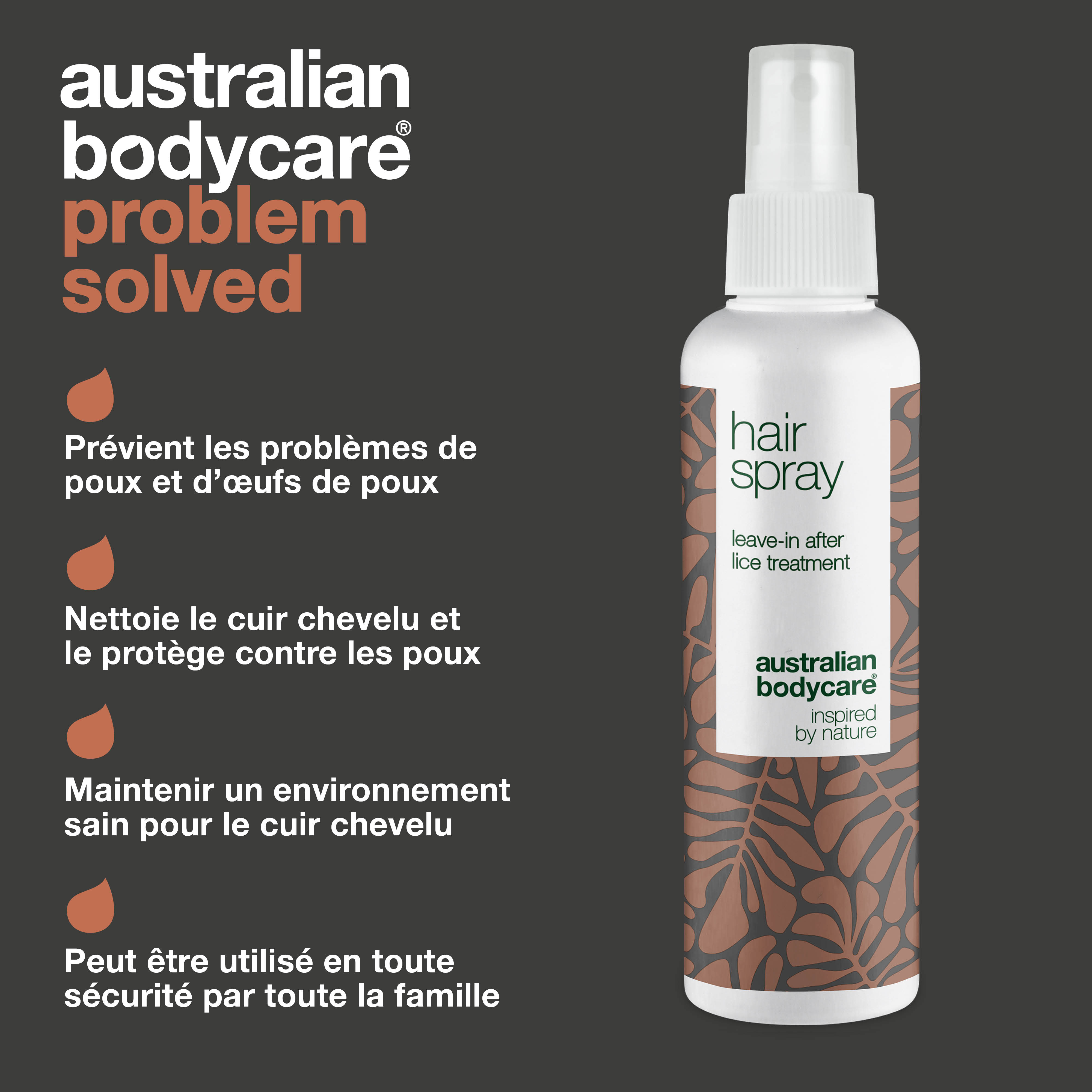 Spray capillaire anti-poux pour cheveux et cuir chevelu — Spray capillaire pour prévenir les poux après le traitement