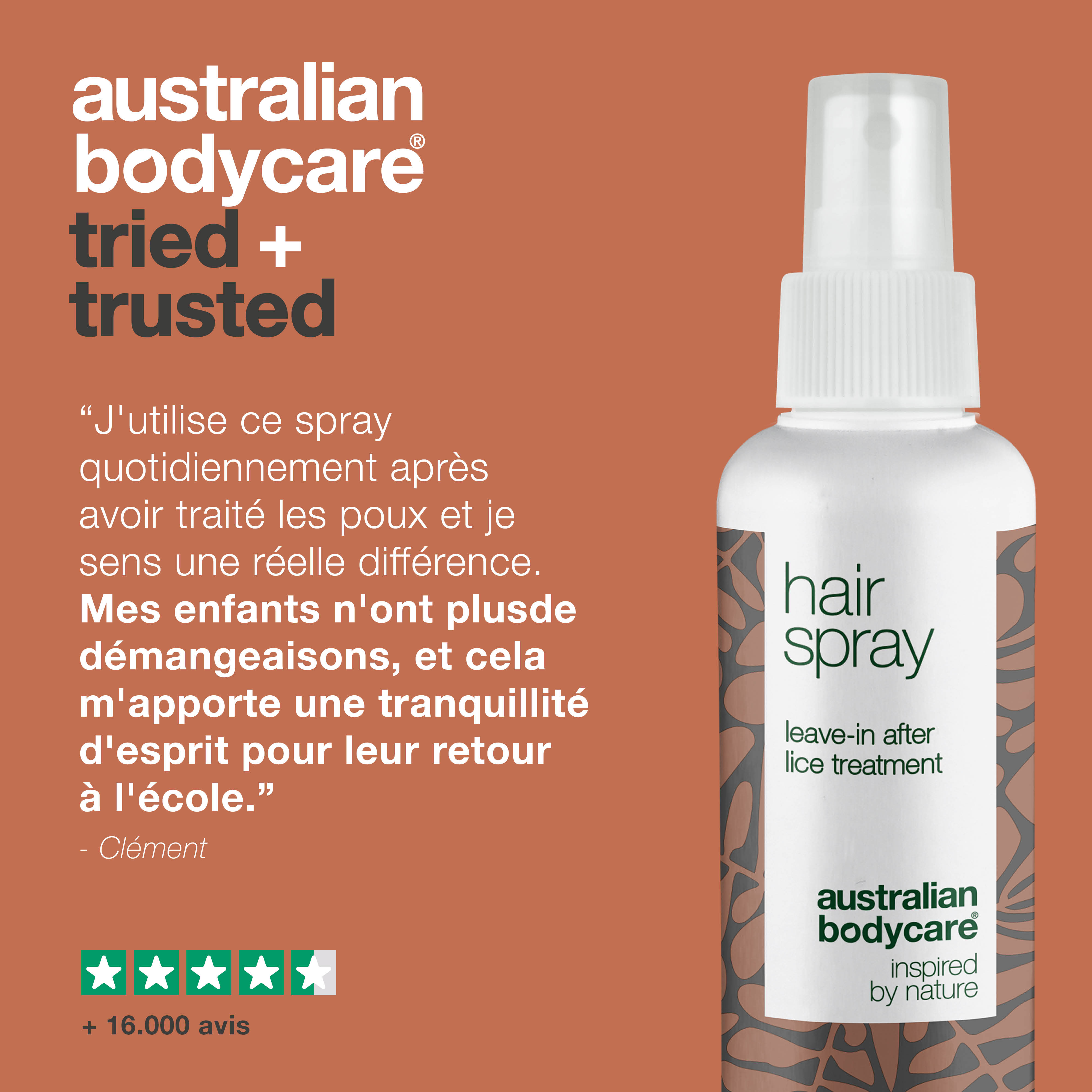 Spray capillaire anti-poux pour cheveux et cuir chevelu — Spray capillaire pour prévenir les poux après le traitement