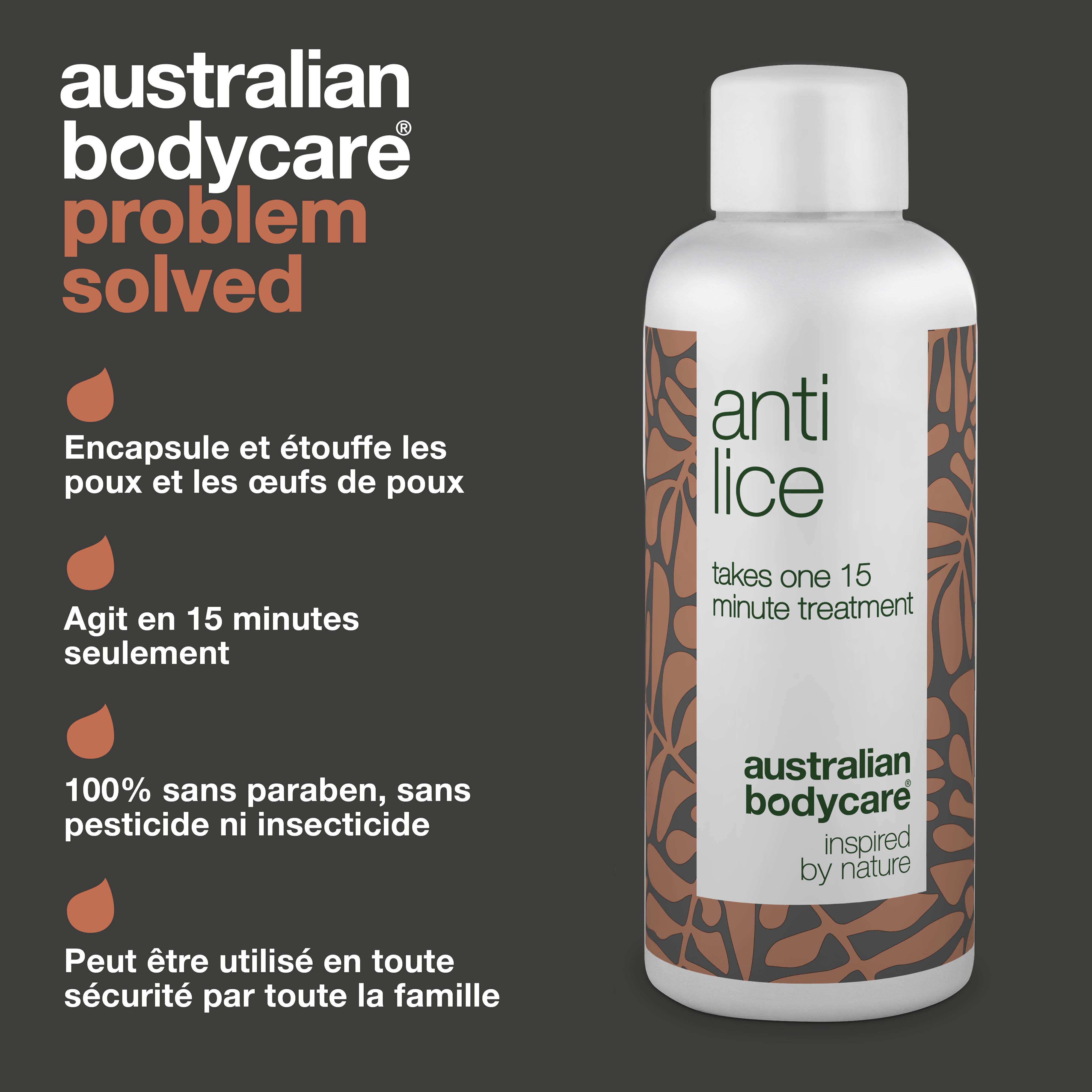 Traitement contre les poux – Traitement efficace contre les poux et les œufs en 15 minutes – Traitement contre les poux non toxique avec des ingrédients naturels. Encapsule et étouffe les poux et les œufs. Sans parabène ni insecticide.