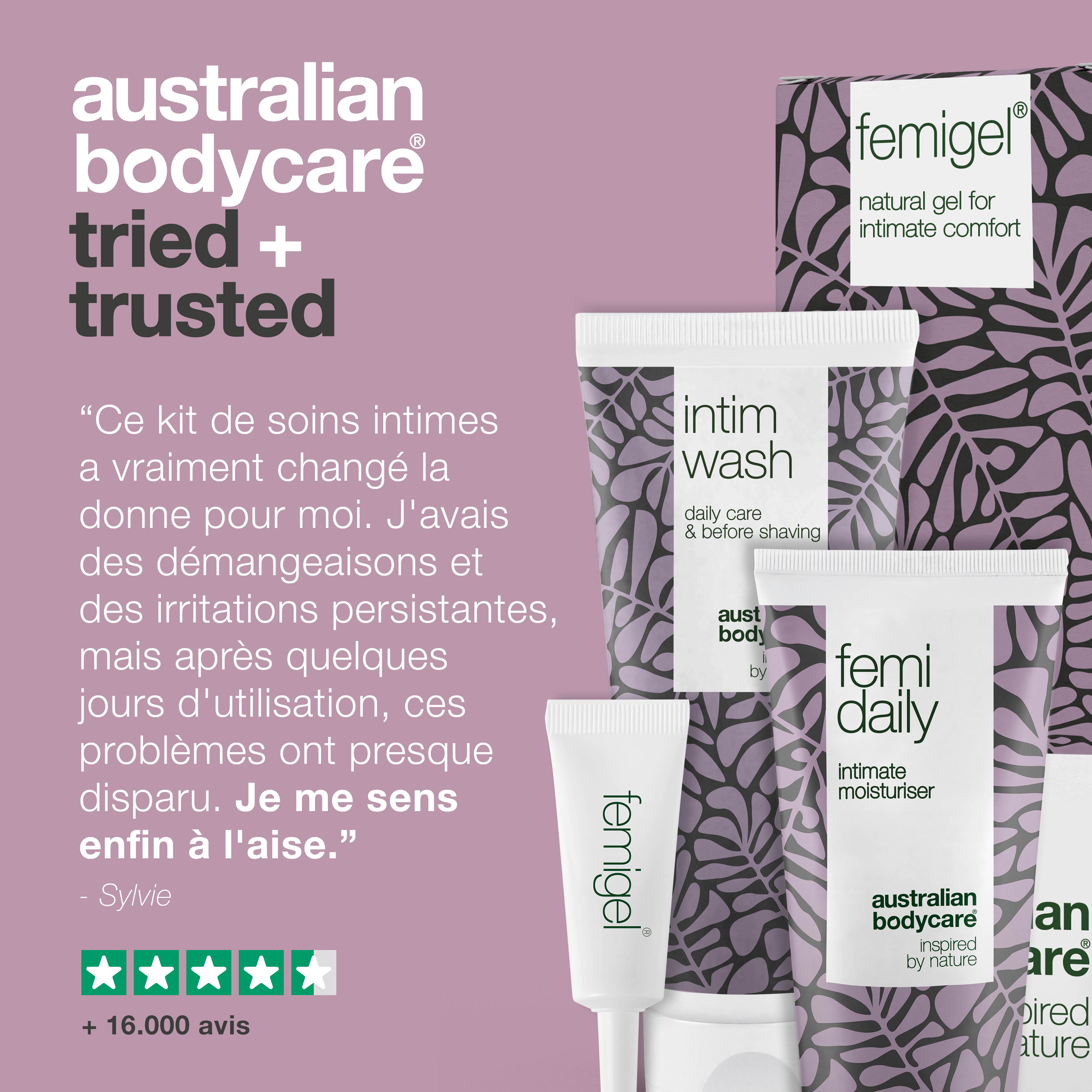 Kit de 3 produits pour les soins et l'hygiène intimes — Pour prévenir la sécheresse vaginale, les démangeaisons génitales, les odeurs vaginales ou autres inconforts intimes