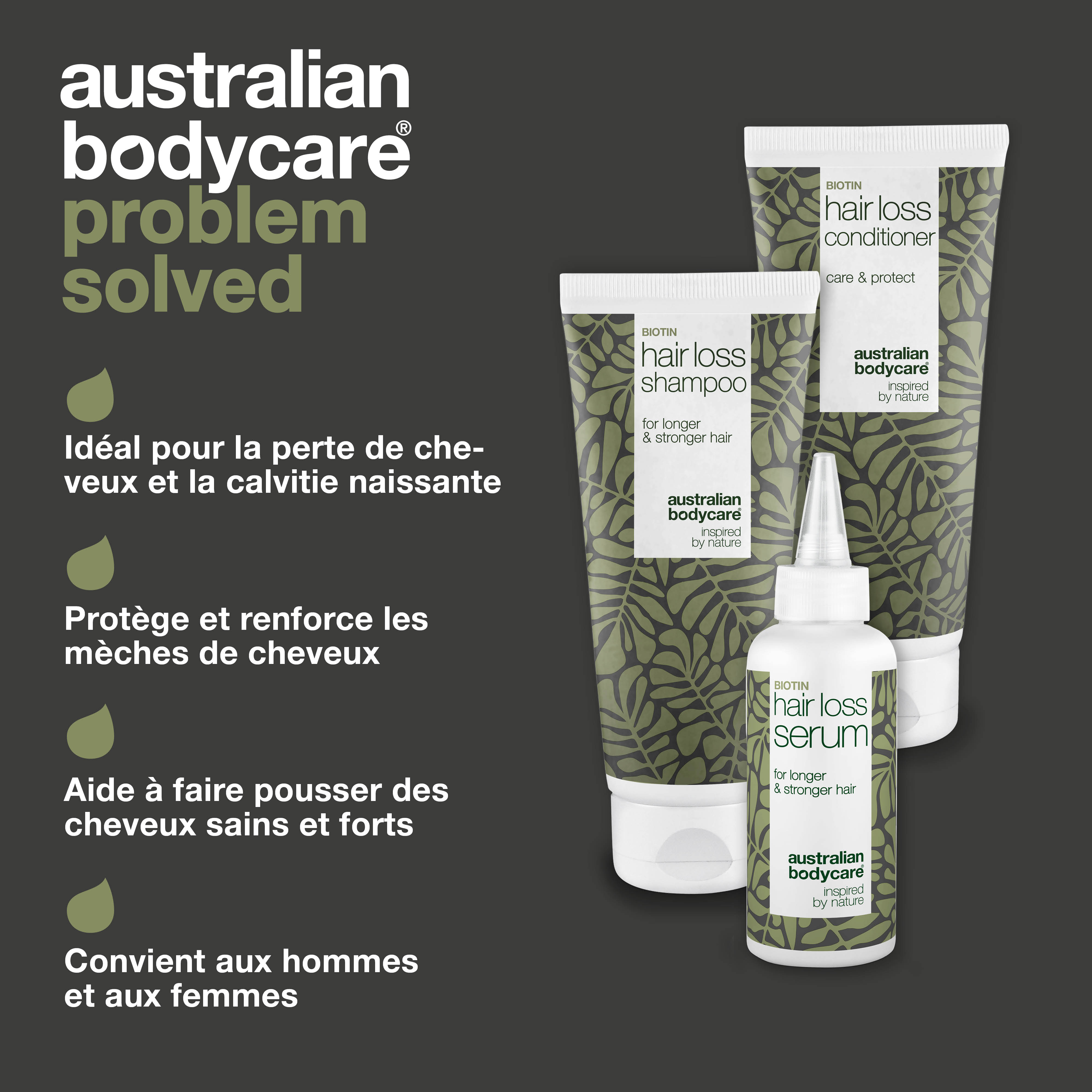 Kit de produits anti-chute avec biotine et Capilia Longa — 3 produits pour cheveux fins et fins, chute de cheveux, chute des cheveux et cheveux clairsemés