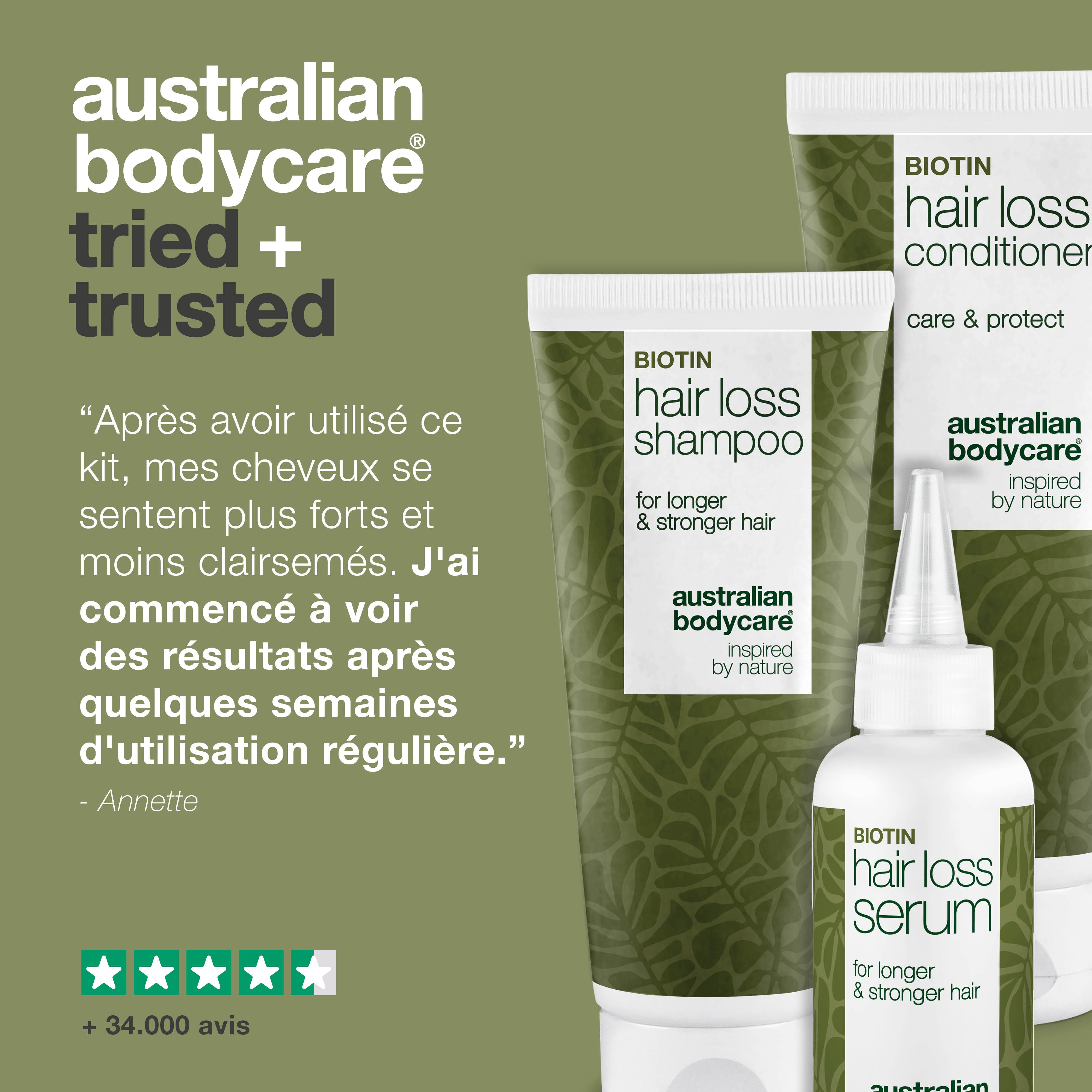 Kit pour traitement de la perte de cheveux biotine et capilla longa — 3 produits pour des cheveux sains, forts et longs