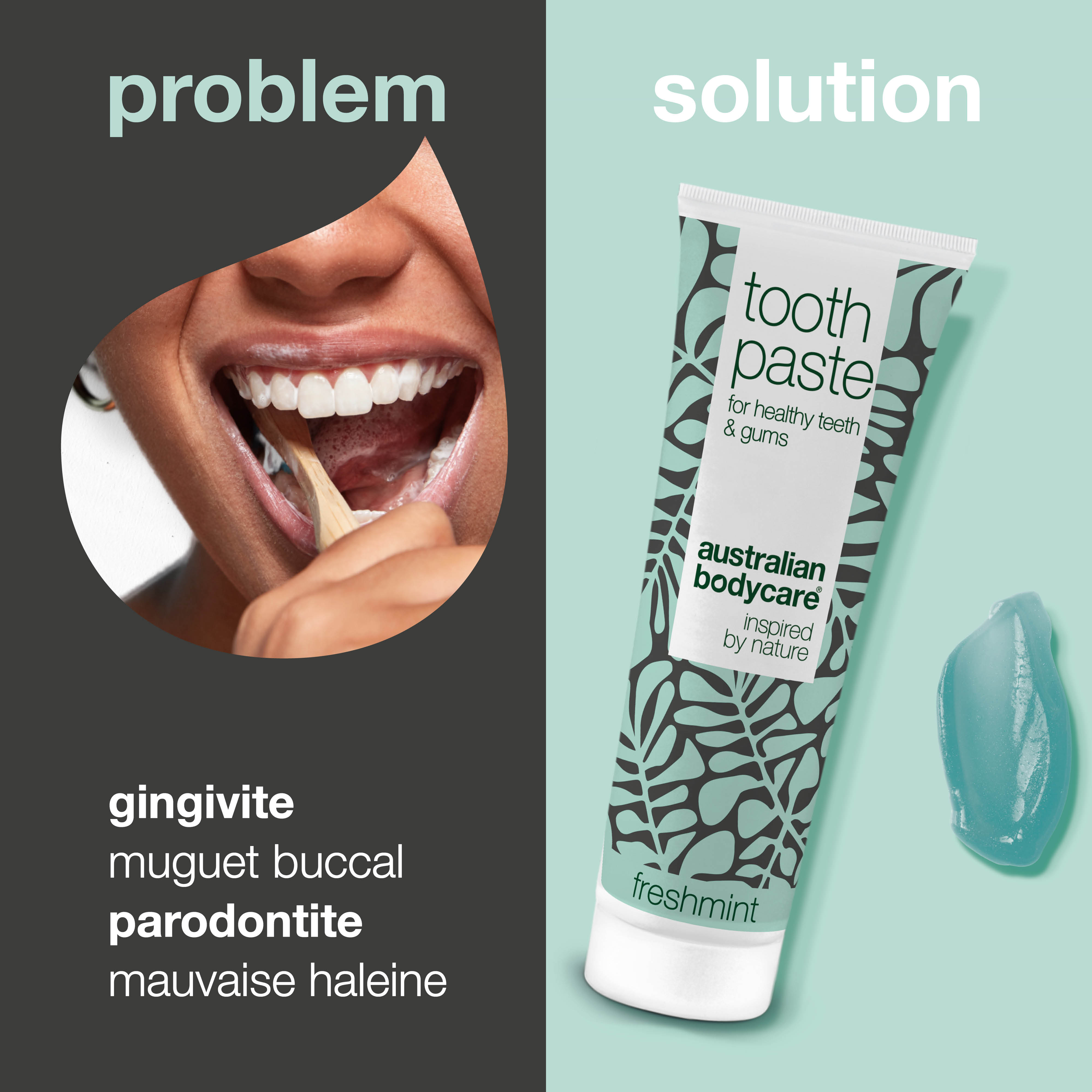 Pâte dentaire à l'huile d'arbre à thé pour des dents et des gencives saines — Pour le soin quotidien de la gingivite et du muguet buccal