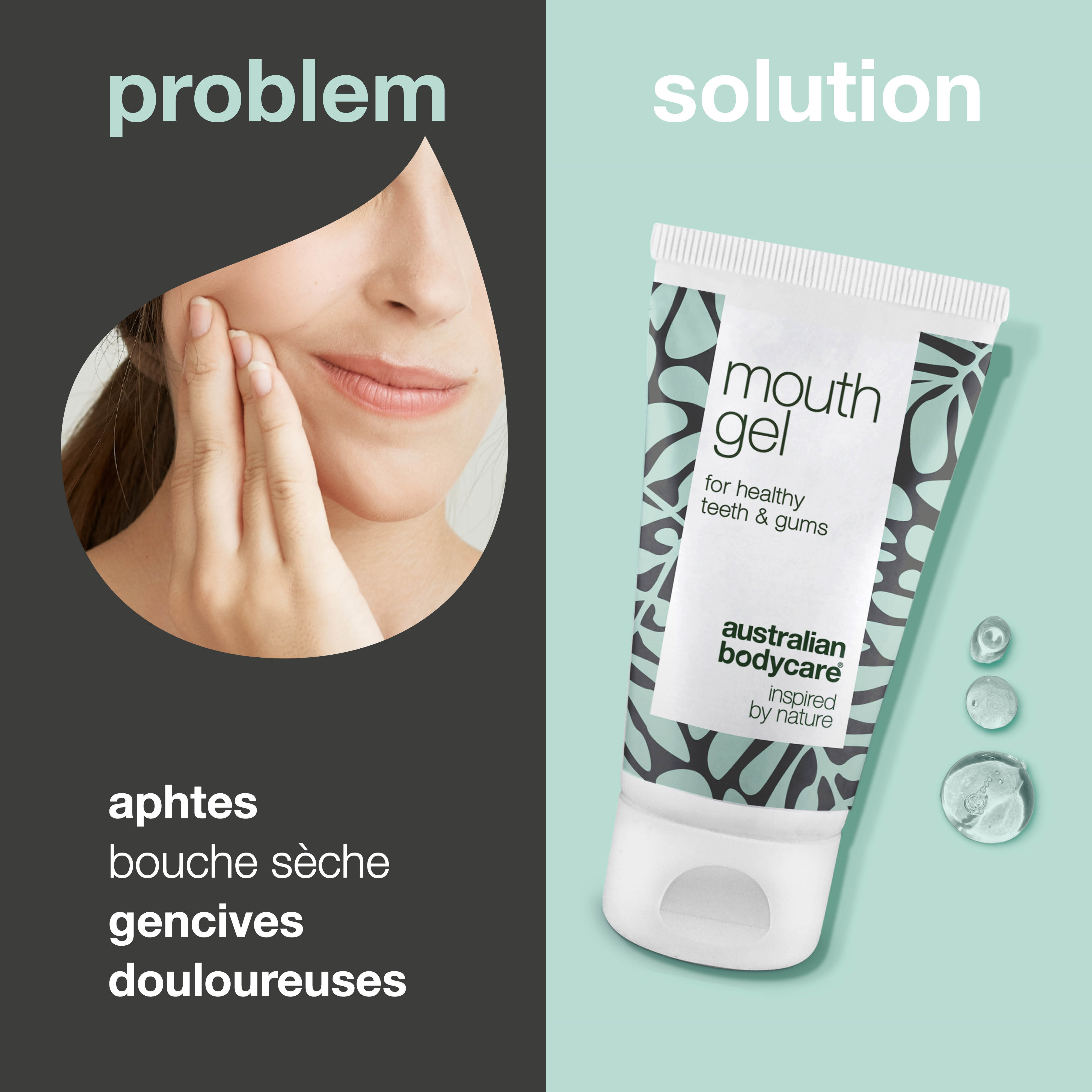 Gel buccal apaisant à l'huile d'arbre à thé — Gel buccal pour le soin quotidien des aphtes, de la bouche sèche et des gencives douloureuses