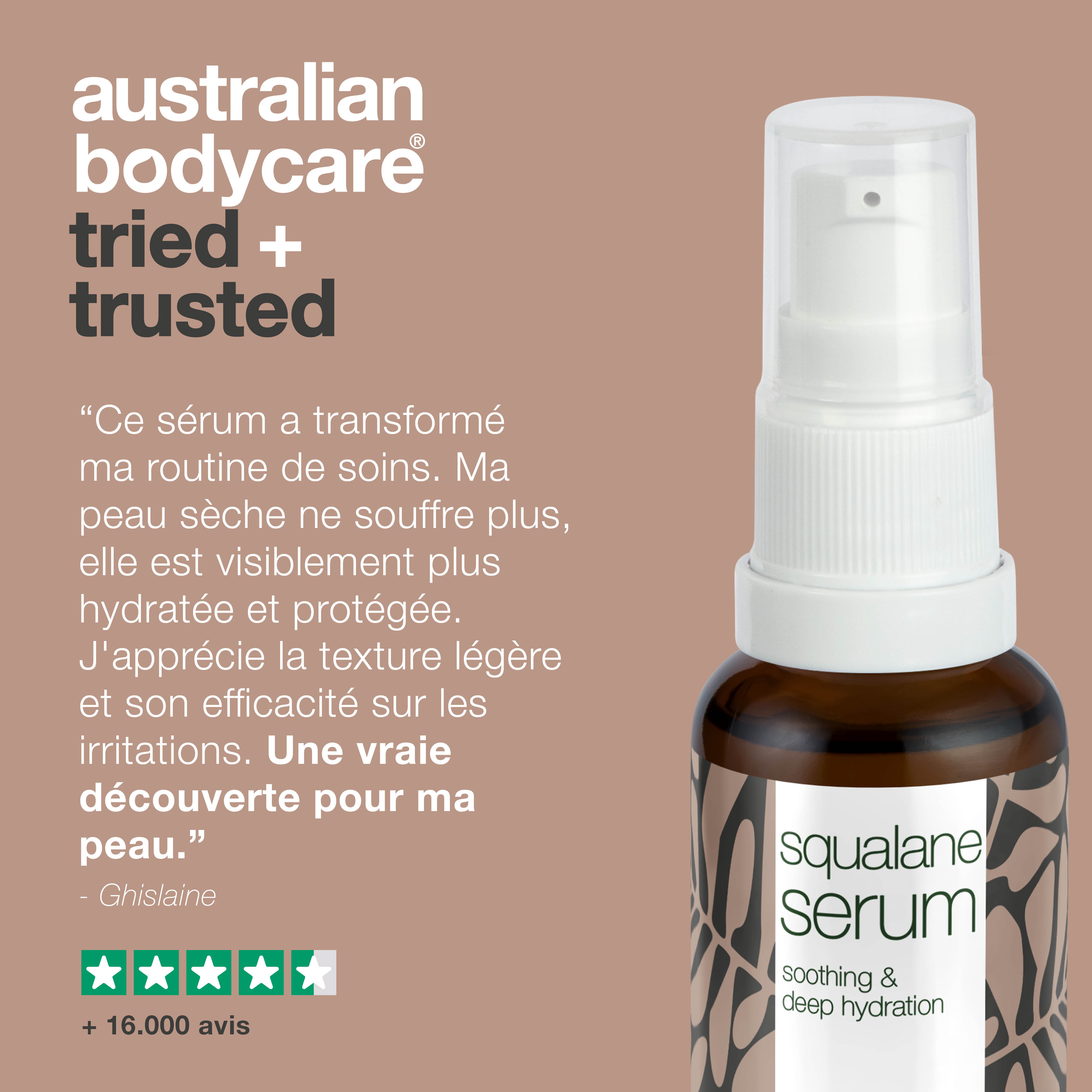 Sérum hydratant au squalane et à la vitamine E pour peaux sèches — Sérum hydratant intensif au squalane, à la vitamine E et à l'huile d'arbre à thé pour les peaux très sèches