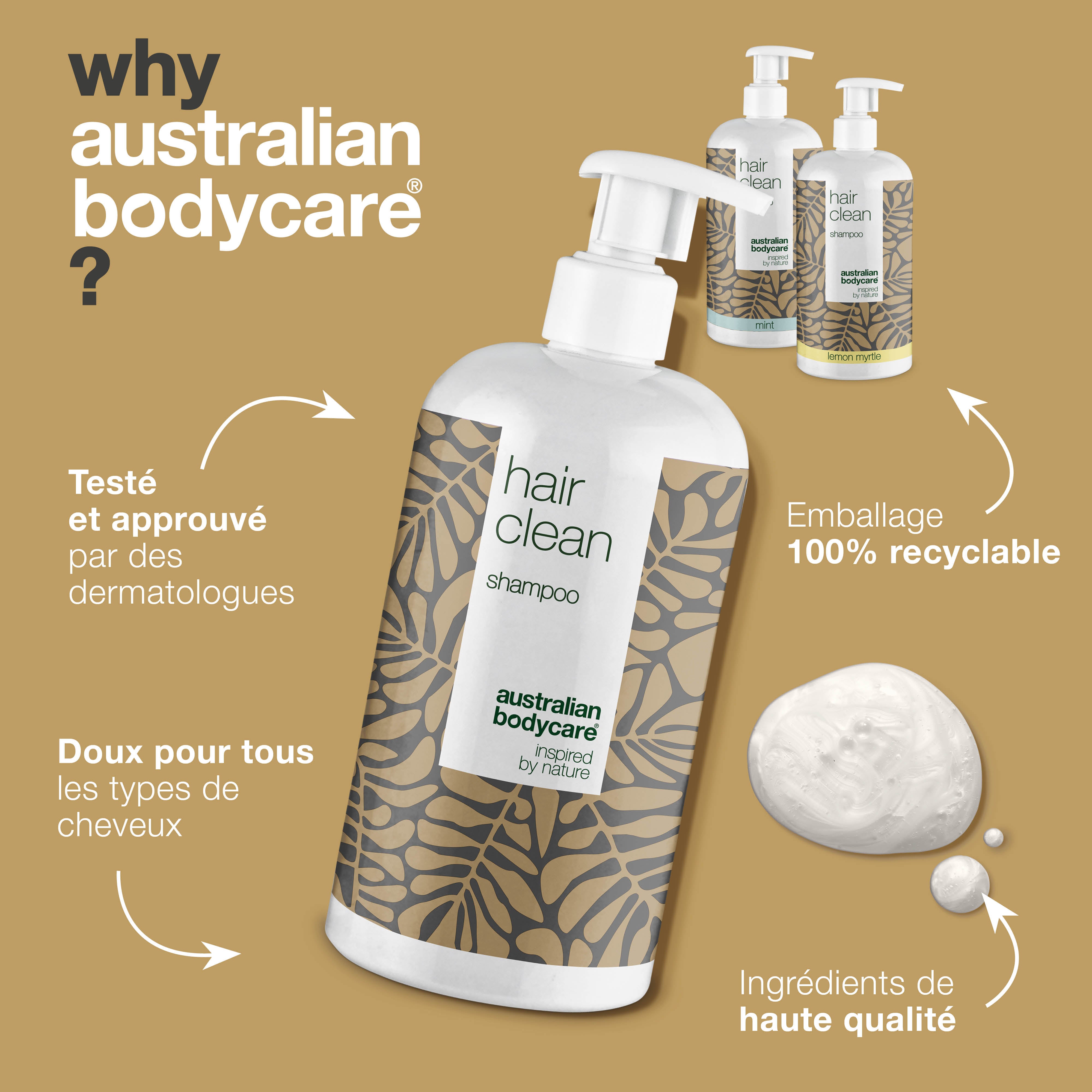 3 pour 2 Shampoing au Tea Tree 500 ml - achat groupé — Offre groupée avec 3 shampooings (500 ml) : Huile de Tea Tree, Myrte Citronnée & Menthe