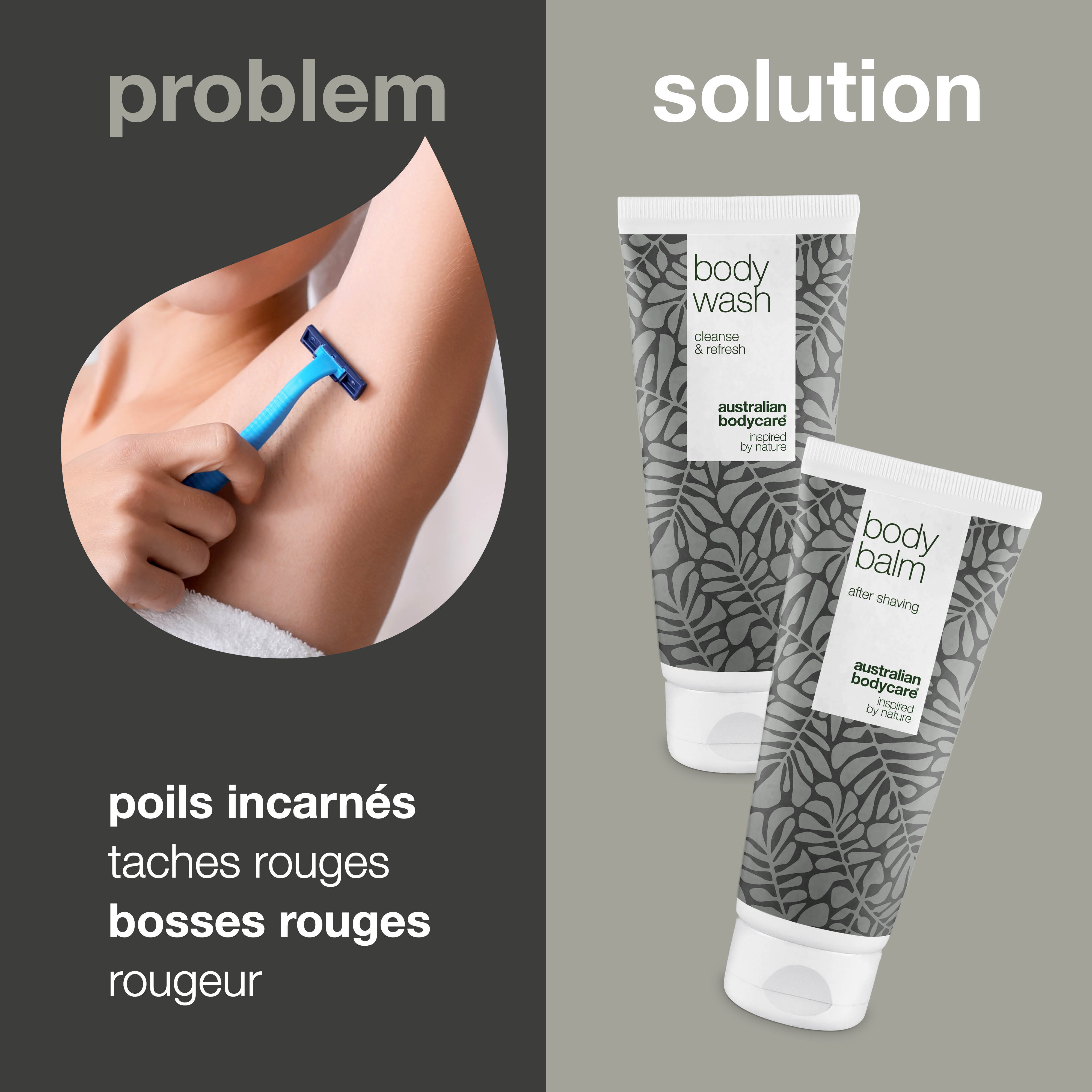 Pack de soins pour raser les aisselles — 2 produits contre le feu du rasoir aux aisselles après épilation