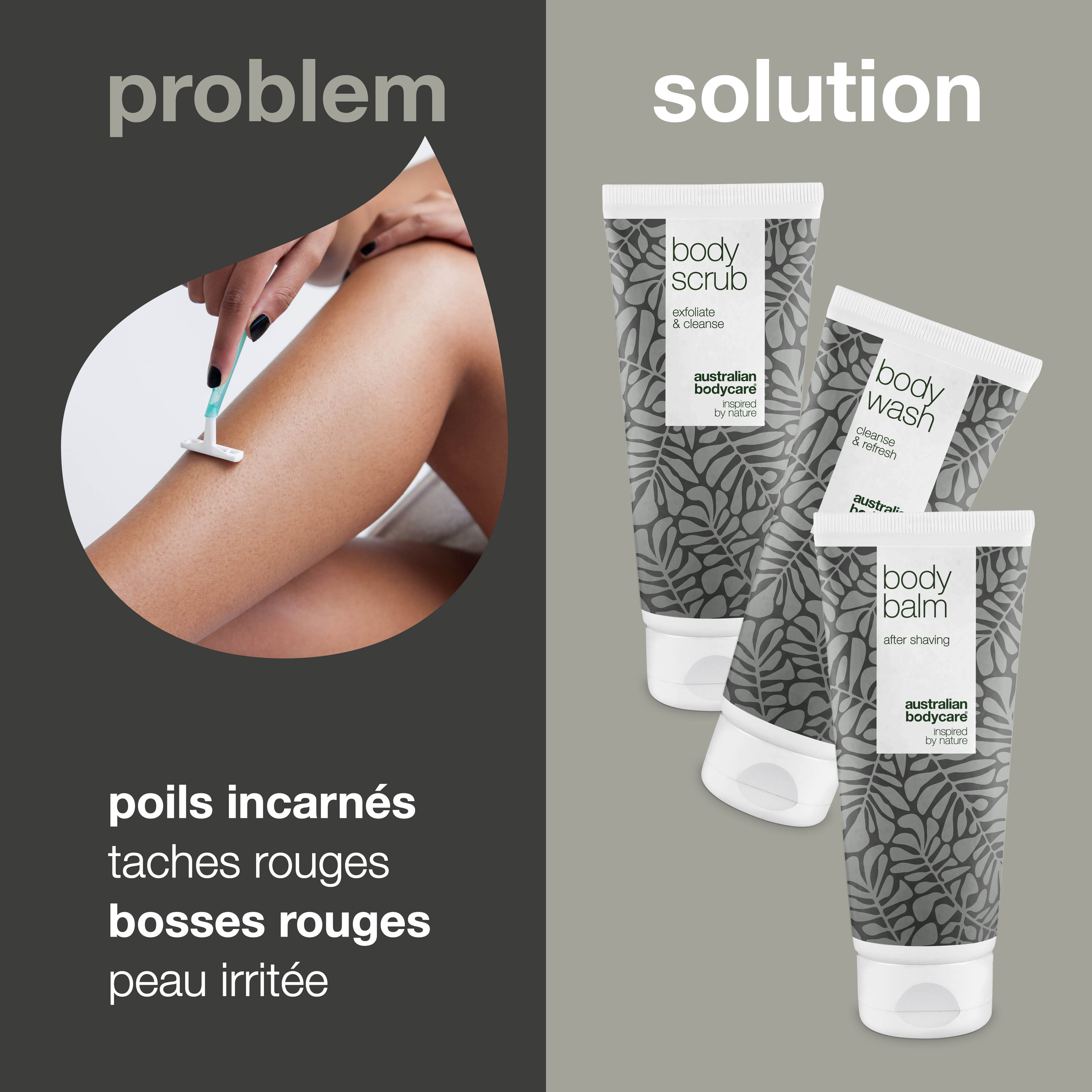 Kit pour rasage des jambes — 3 produits prévenant les rougeurs causées par le rasage et l'épilation