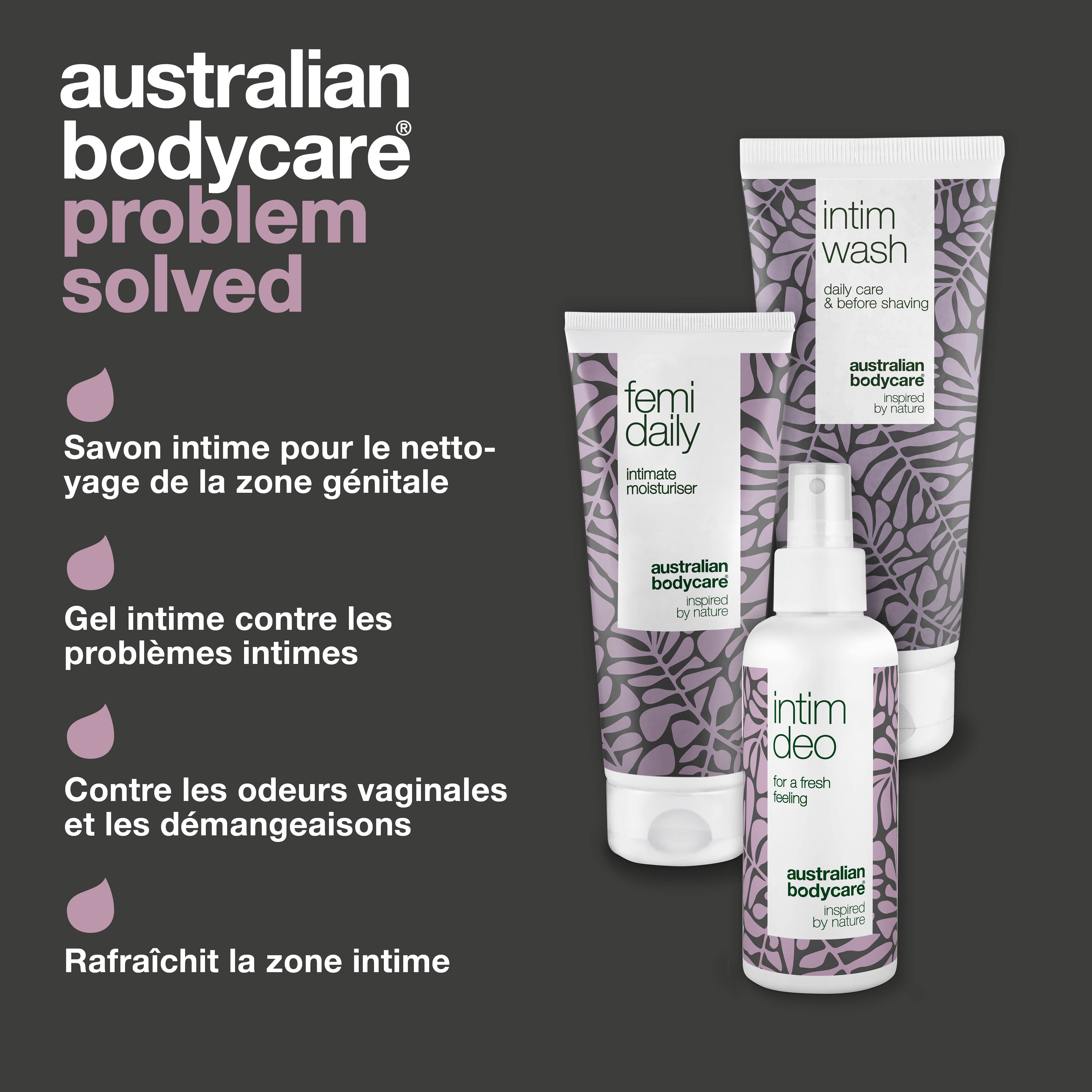 Kit de soins intimes contre les odeurs vaginales — 3 produits intimes contre les odeurs indésirables et les irritations intimes