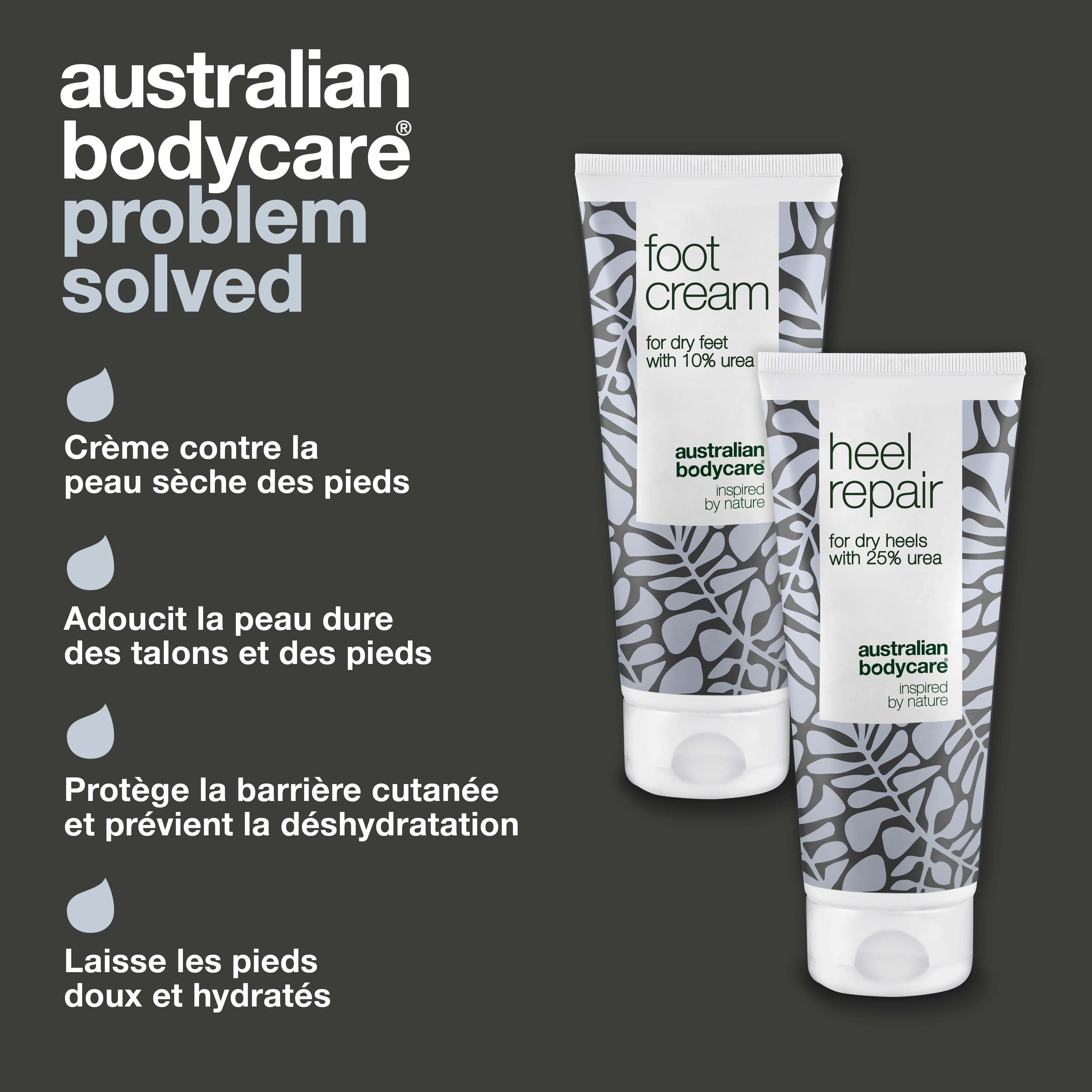 2 produits pour la peau dure des pieds et des talons — Crème pour les pieds et crème pour les talons à l'urée et à l'huile d'arbre à thé pour la peau dure des pieds et des crevasses du talon