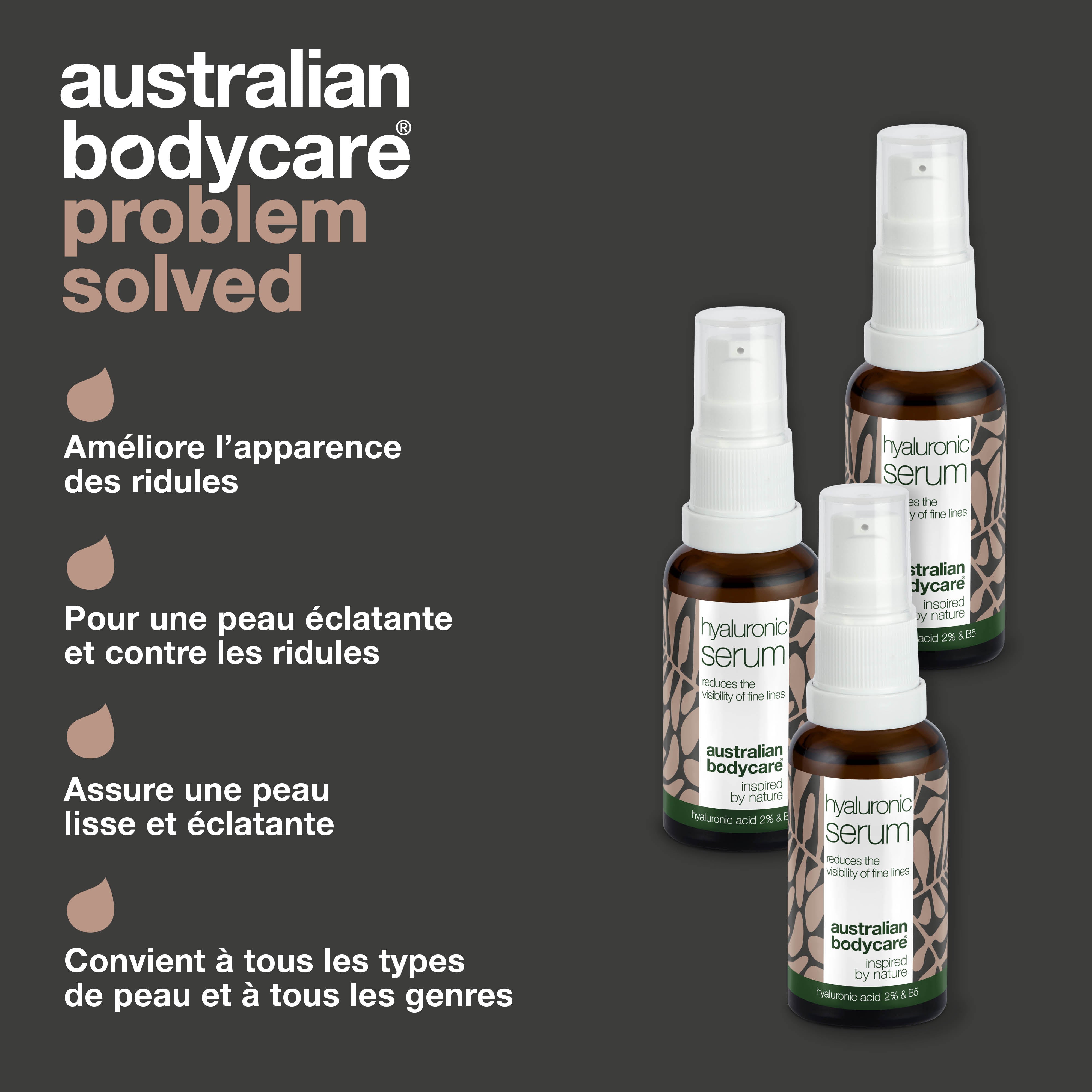 Kit de 3 sérum hyaluronique pour une peau lisse et éclatante — Avec de l'acide hyaluronique à 2% et de la vitamine B5 pour les rides et ridules.