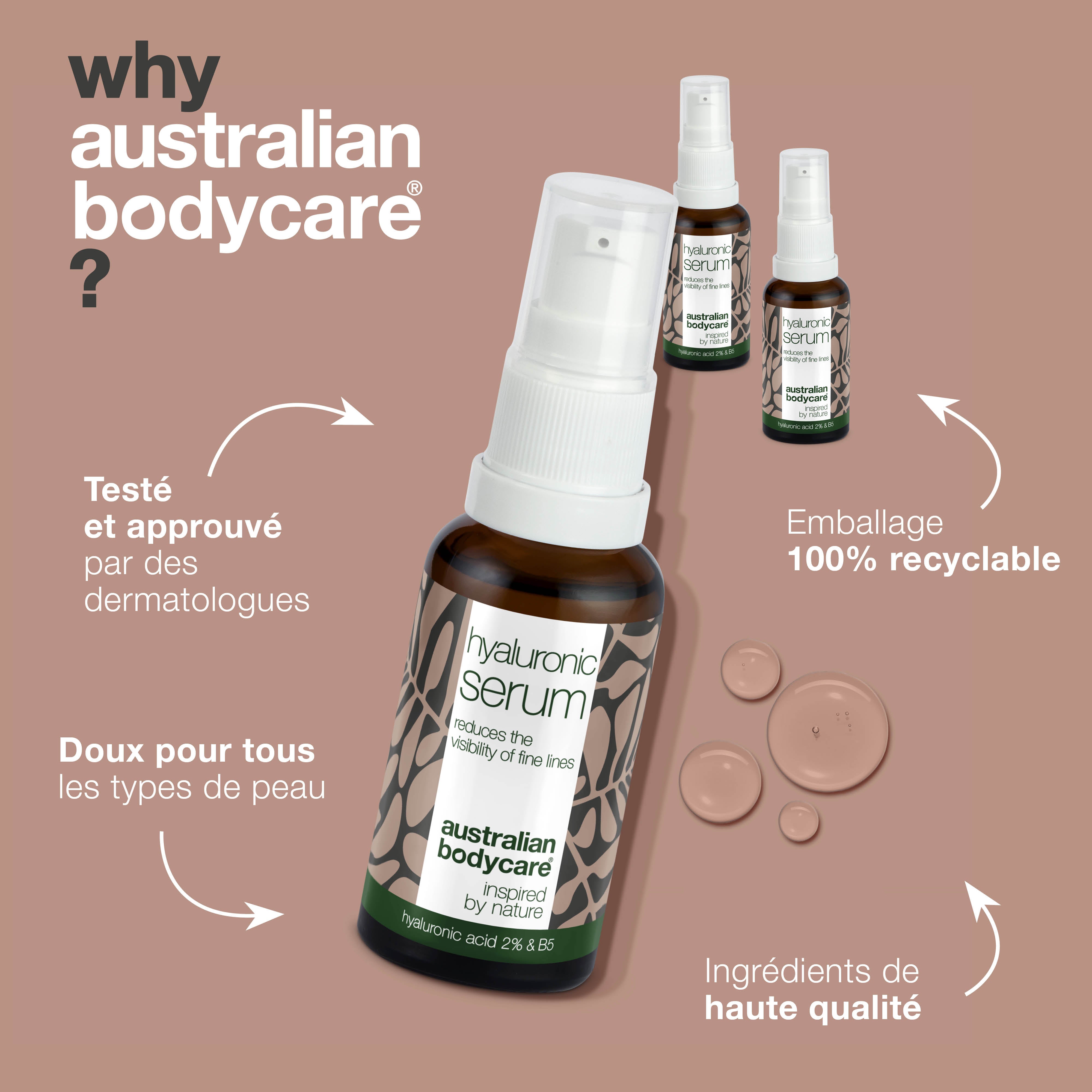 Kit de 3 sérum hyaluronique pour une peau lisse et éclatante — Avec de l'acide hyaluronique à 2% et de la vitamine B5 pour les rides et ridules.