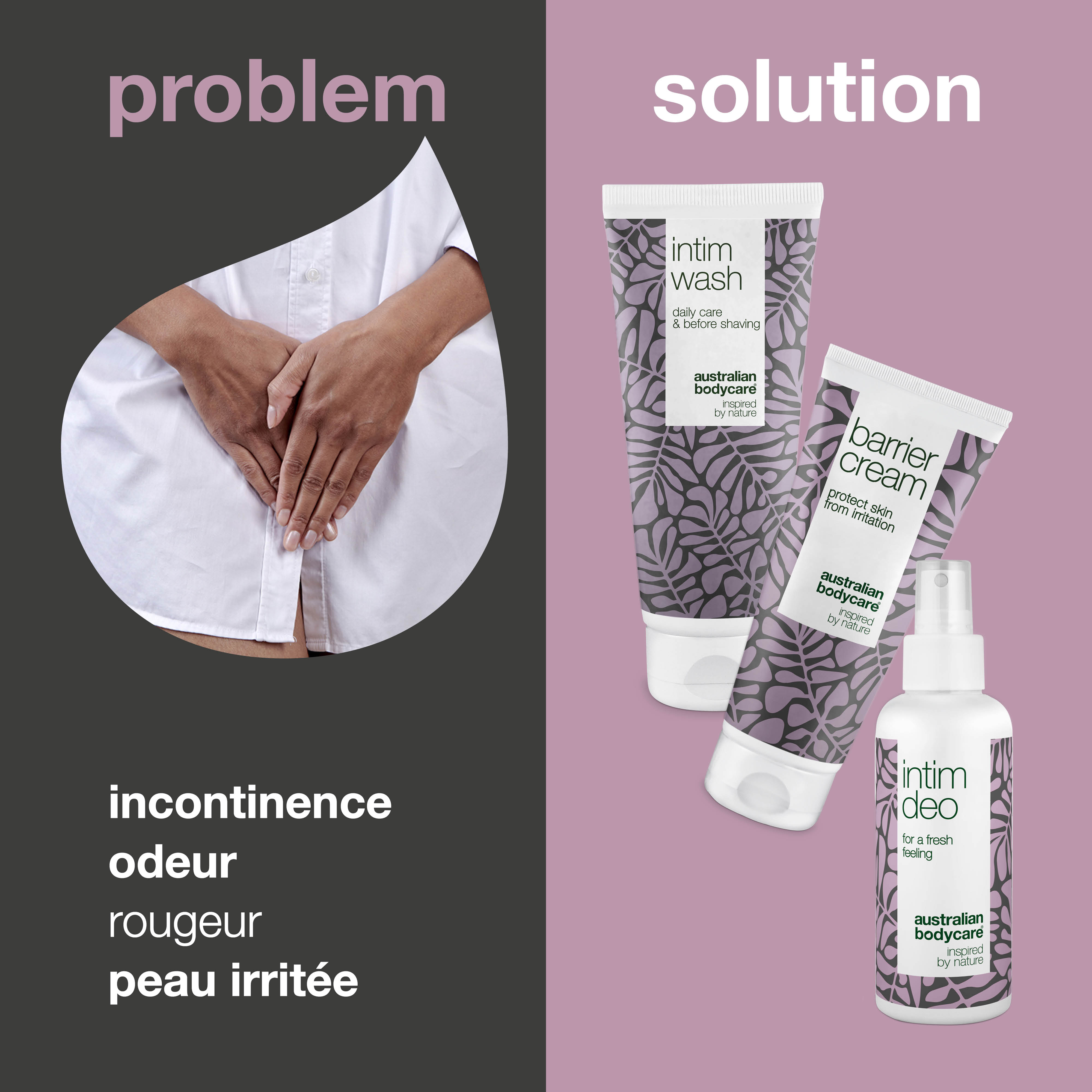 Kit pour le soin quotidien des odeurs d'incontinence — 3 produits pour minimiser les odeurs intimes liées à l'incontinence urinaire