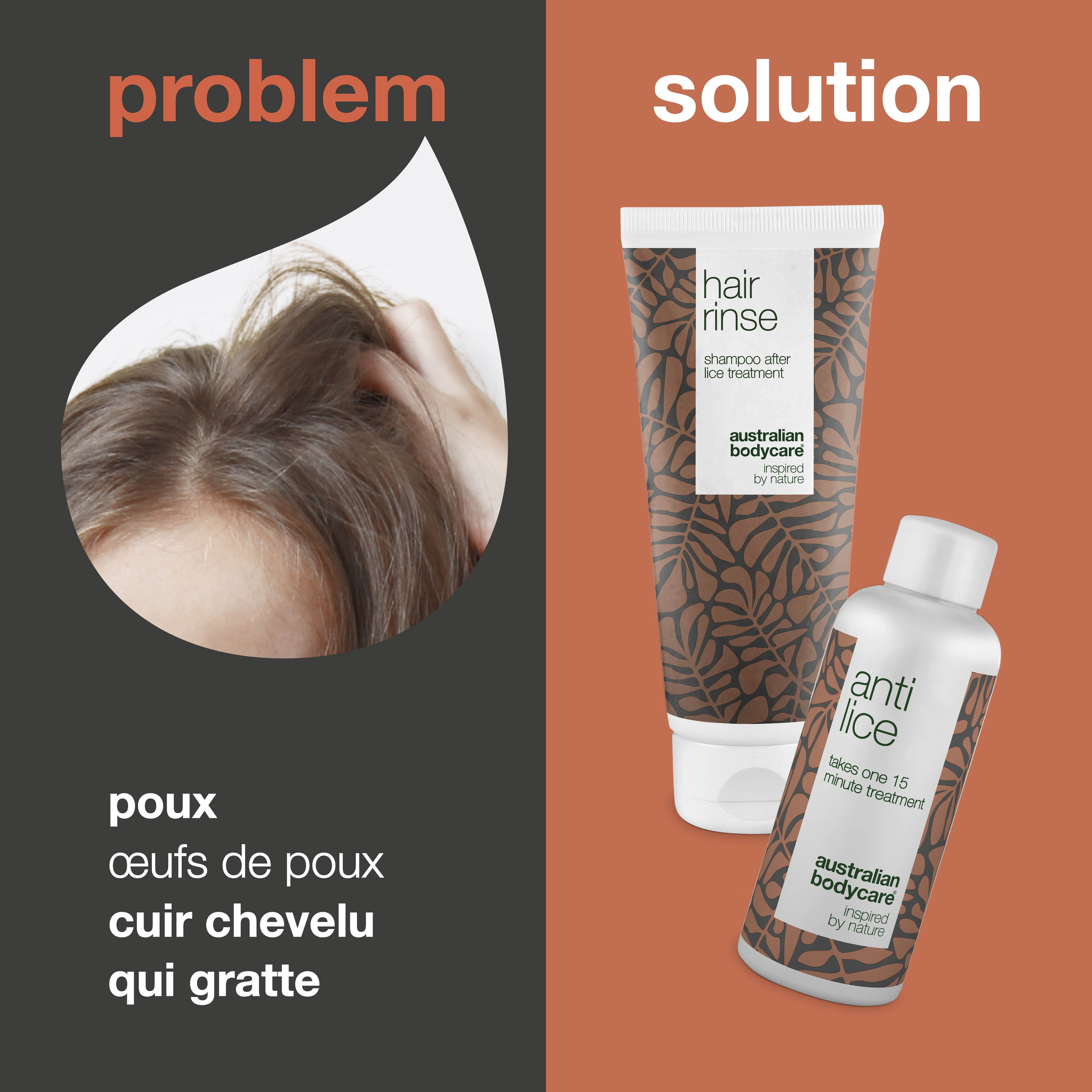 2 produits pour le traitement des poux — Cure contre les poux et shampoing préventif contre les poux
