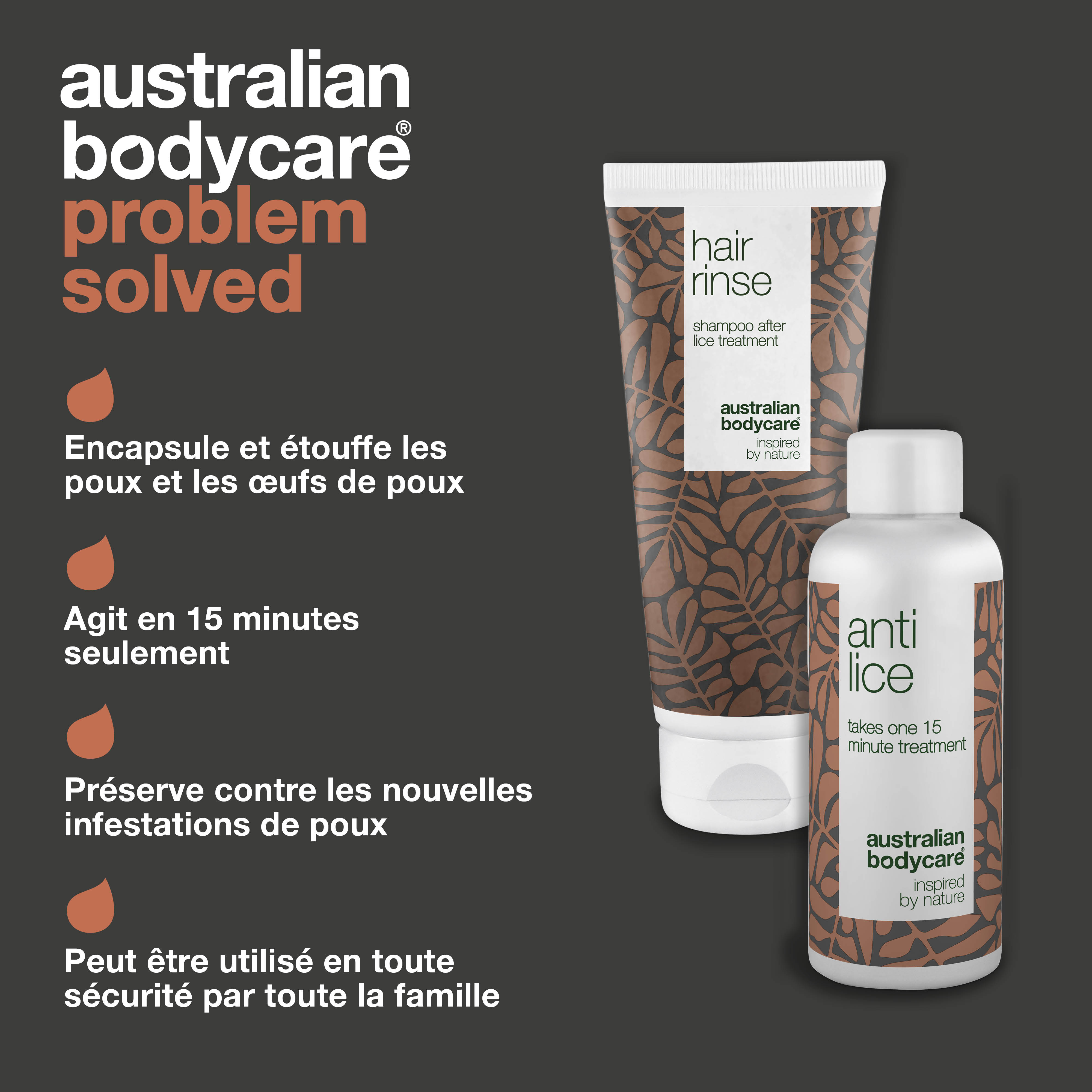 2 produits pour le traitement des poux — Cure contre les poux et shampoing préventif contre les poux