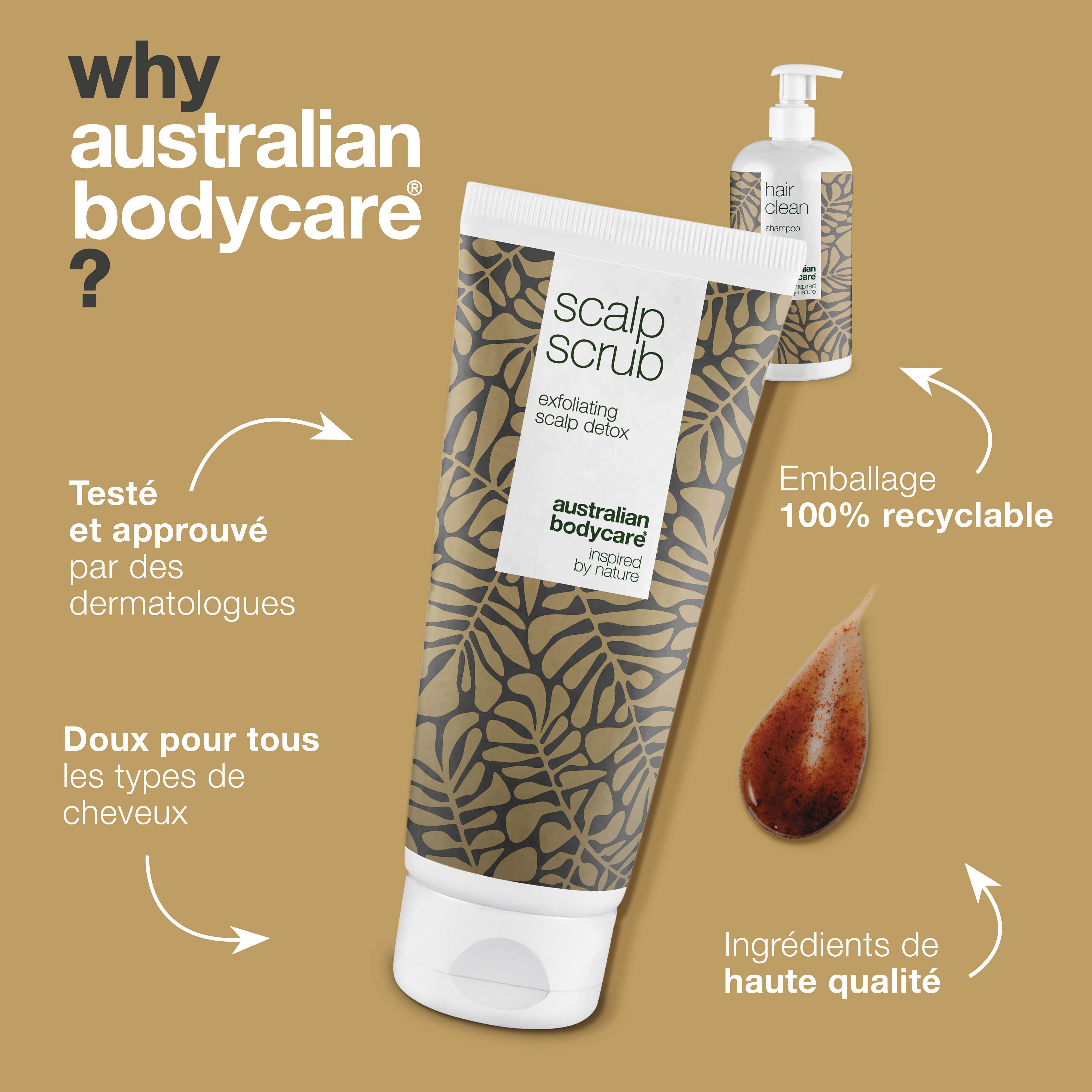 Lot de 2 produits pour les cheveux — Shampooing et Exfoliant à l’Huile de Tea Tree pour cuir chevelu et cheveux gras