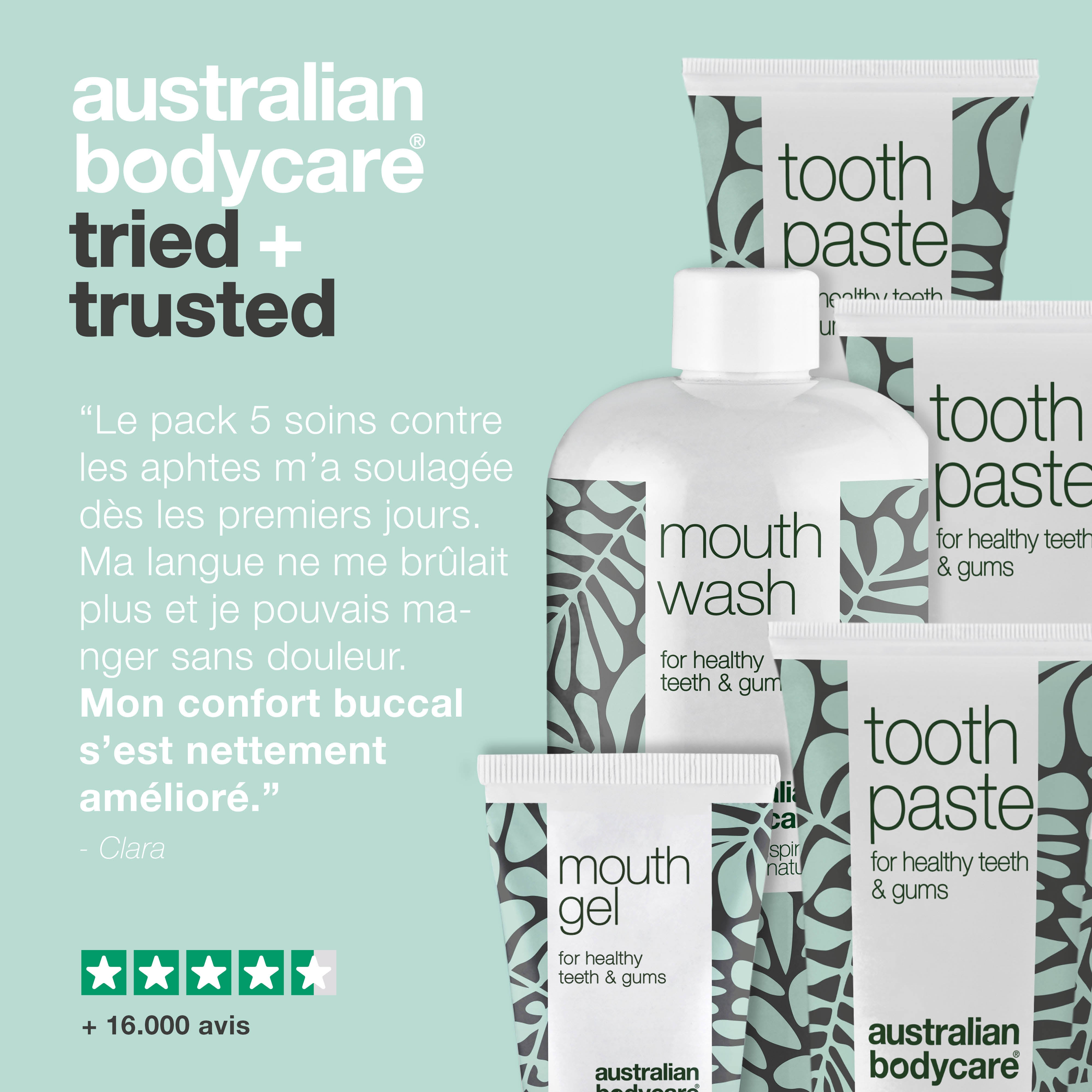 Kit pour ampoules sur la langue ou dans la bouche — 5 produits pour le soin quotidien des plaies dans la bouche ou sur la langue