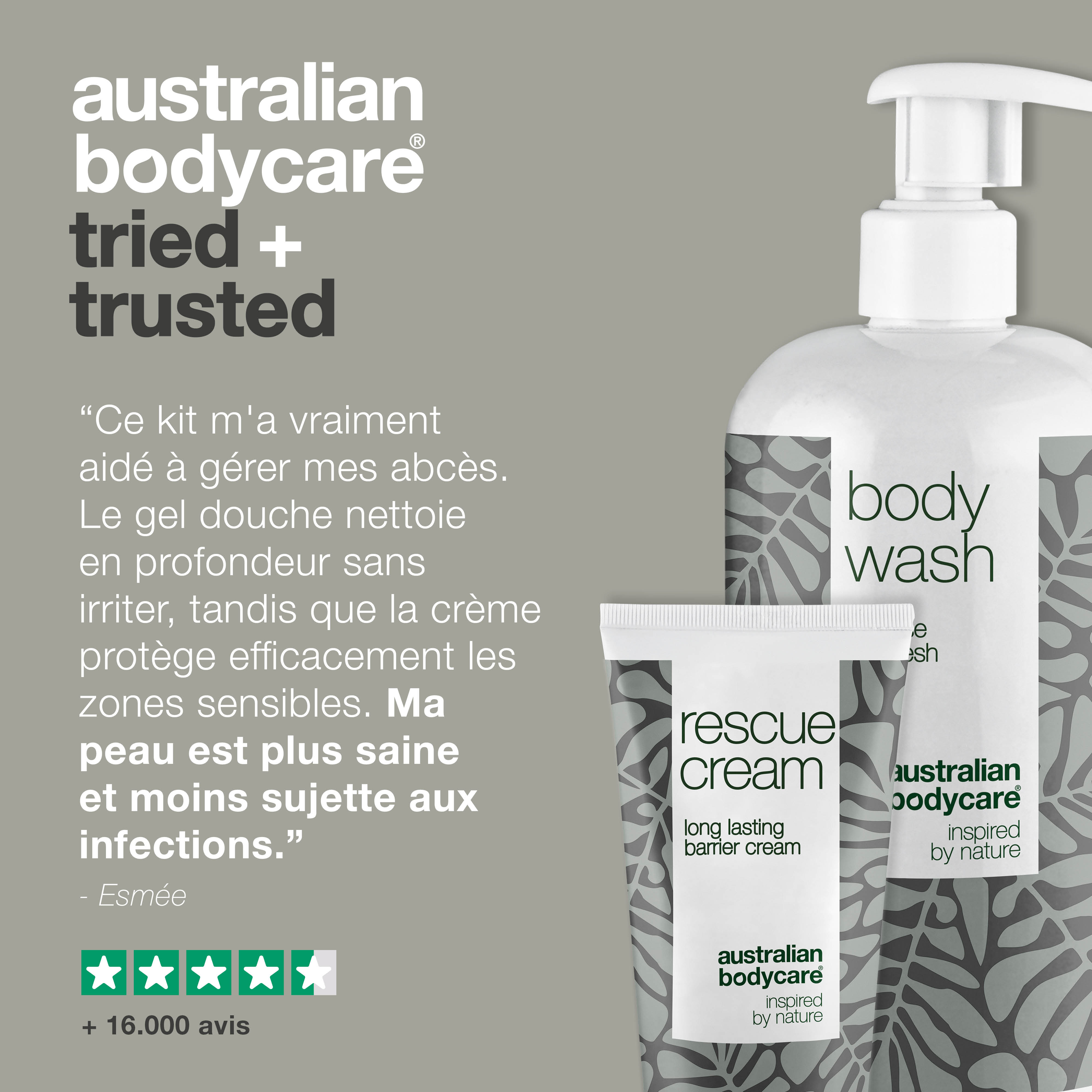 Kit pour le soin quotidien des furoncles — 2 produits pour le nettoyage et le soin quotidien des furoncles, des abcès et de la peau exposée
