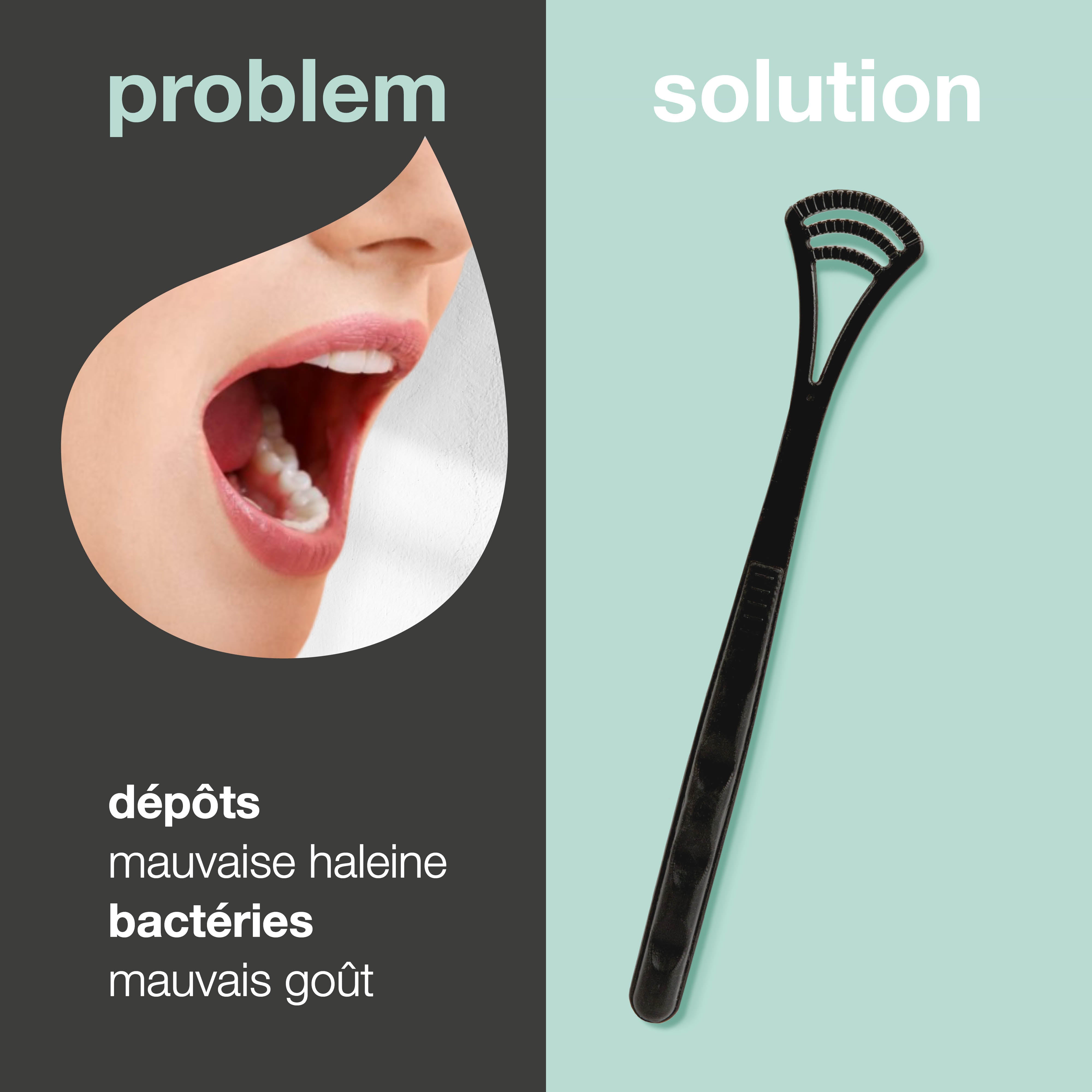 Gratte-langue contre la plaque dentaire et les bactéries dans la bouche — Nettoie la langue et minimise le risque de mauvaise haleine