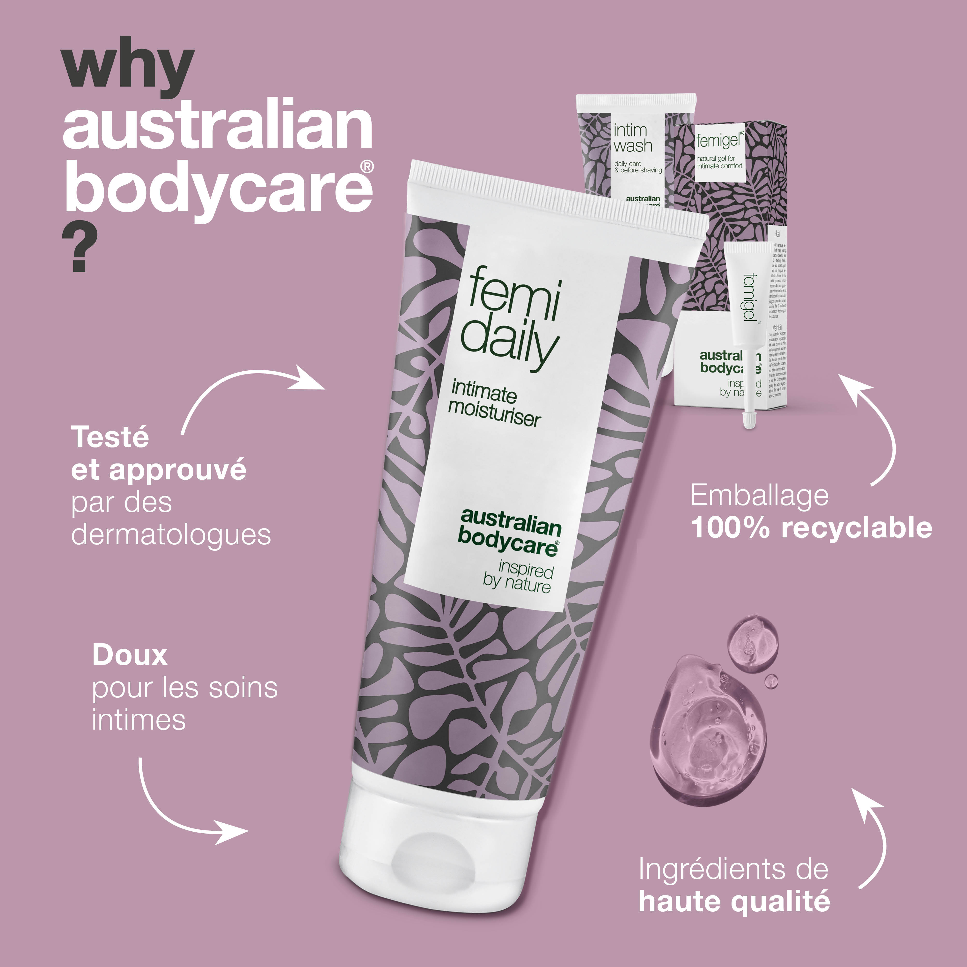 Pack de 3 produits pour le soin de la cystite — Produits intimes pour réduire la sécheresse, les picotements et les irritations