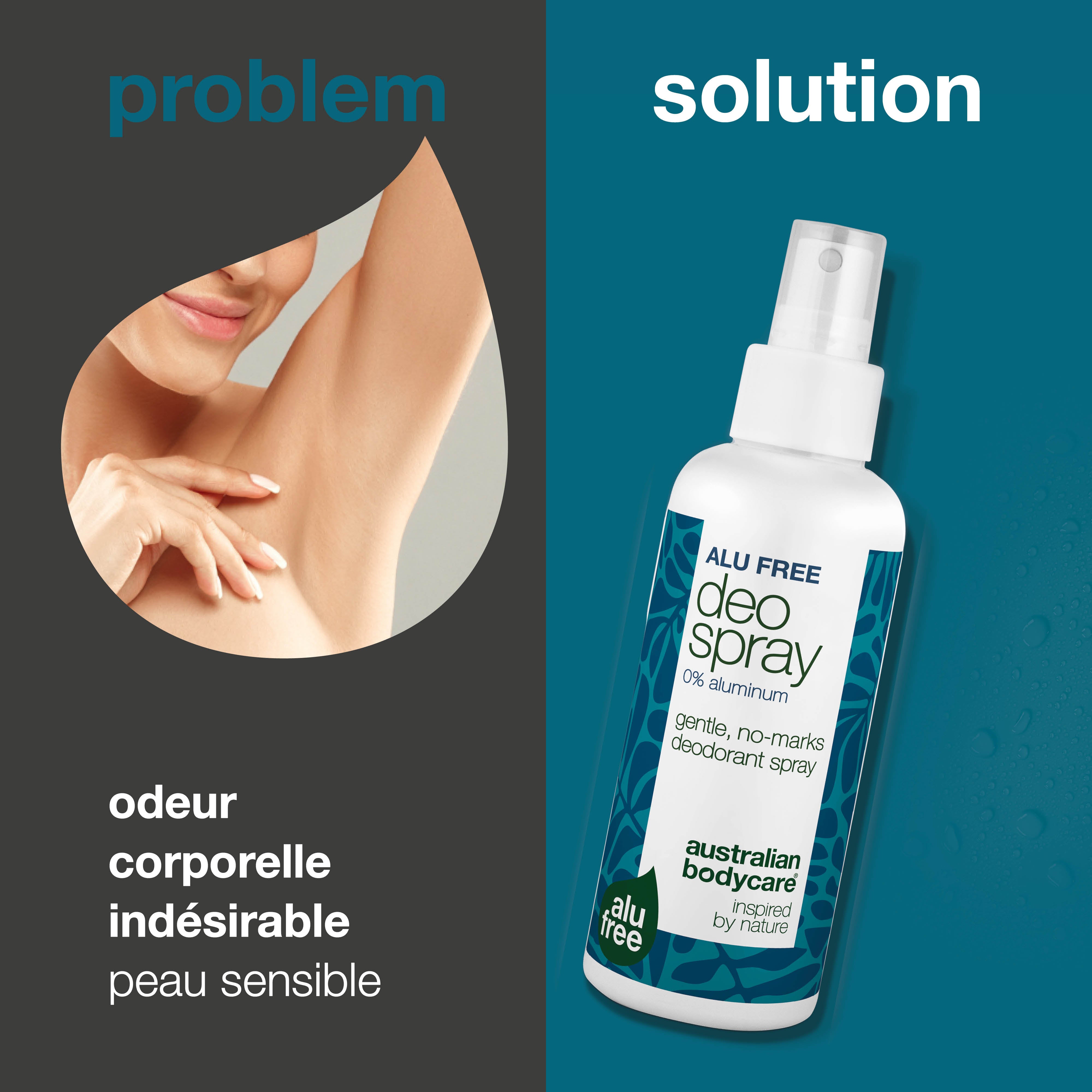Spray déodorant sans aluminium – Fraîcheur naturelle – Déodorant efficace sans aluminium avec des ingrédients naturels. Combat les odeurs, sèche rapidement et vous garde au frais toute la journée. Doux pour la peau.