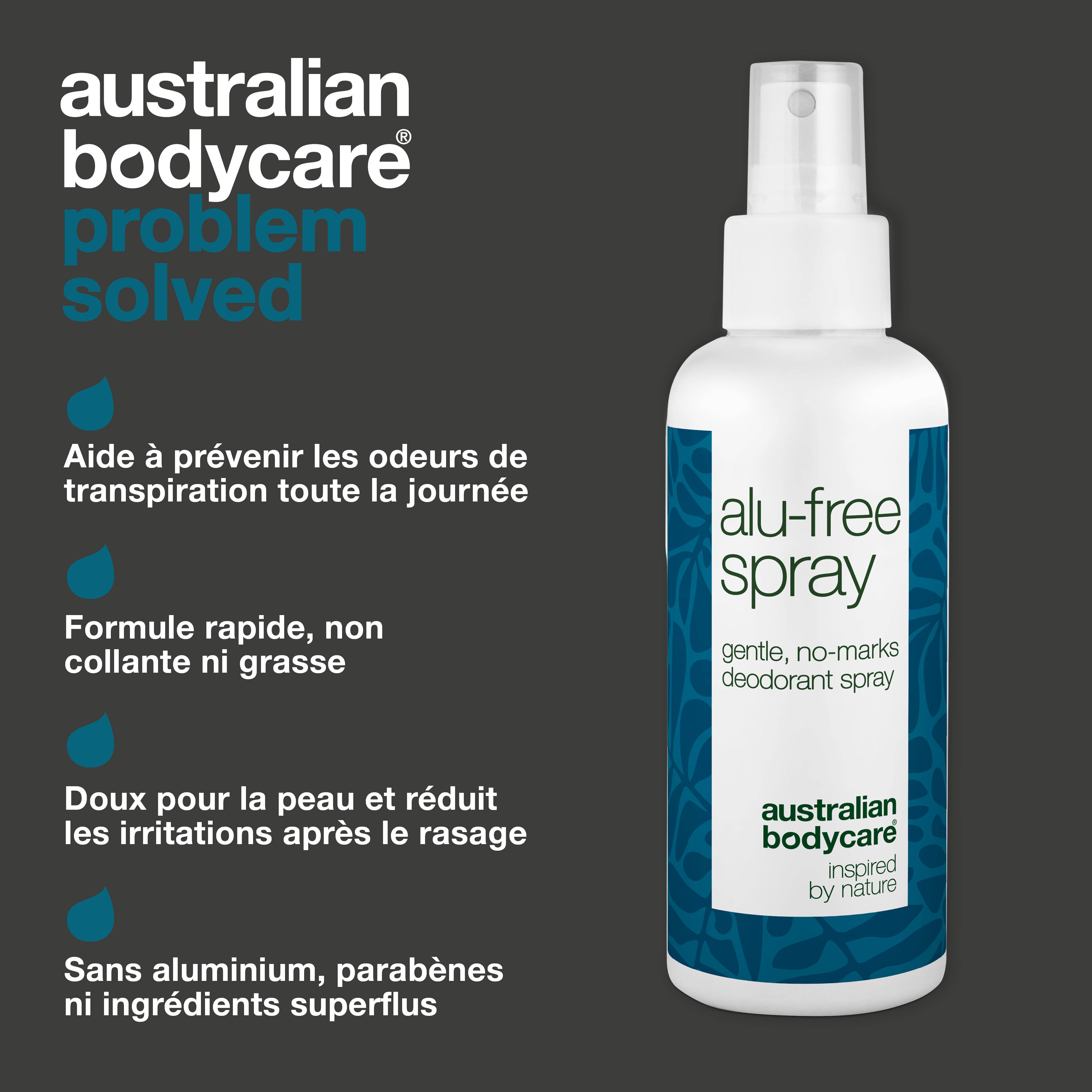 Spray déodorant sans aluminium – Fraîcheur naturelle – Déodorant efficace sans aluminium avec des ingrédients naturels. Combat les odeurs, sèche rapidement et vous garde au frais toute la journée. Doux pour la peau.