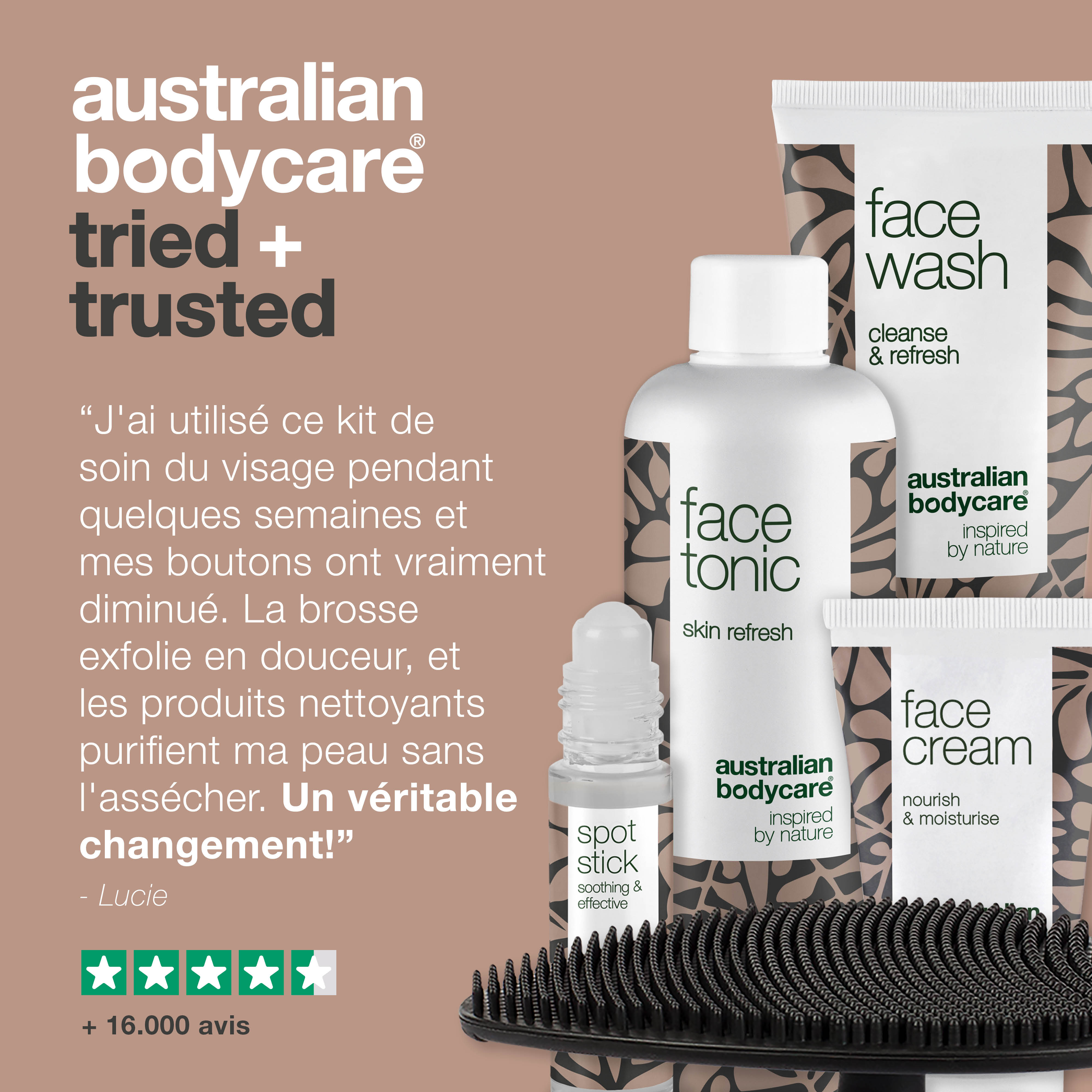 Pack visage avec gommage visage — pack de 5 pour le nettoyage quotidien des peaux à imperfections et boutons