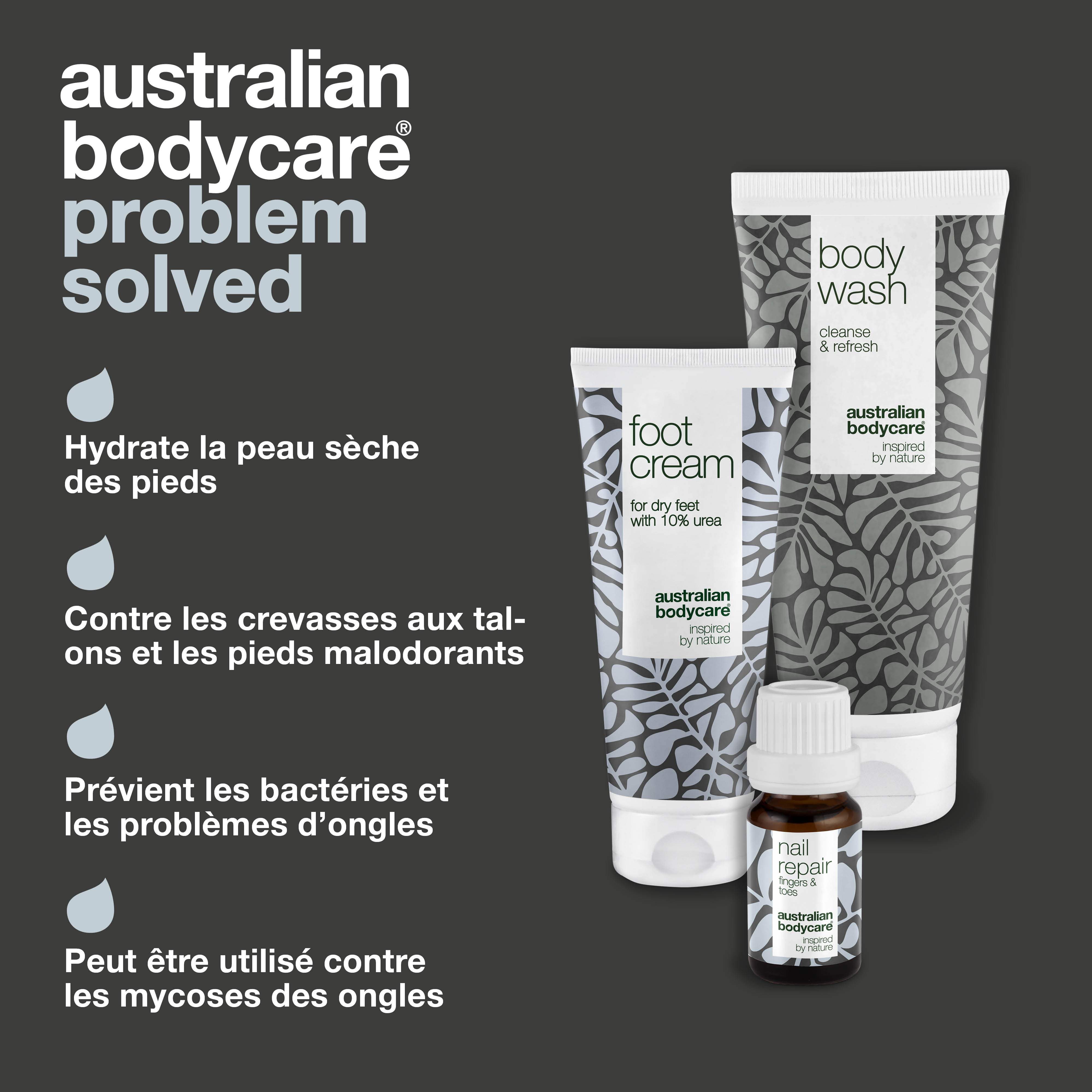 Kit de soins des pieds — 3 produits pour le soin quotidien des pieds secs et des ongles jaunes