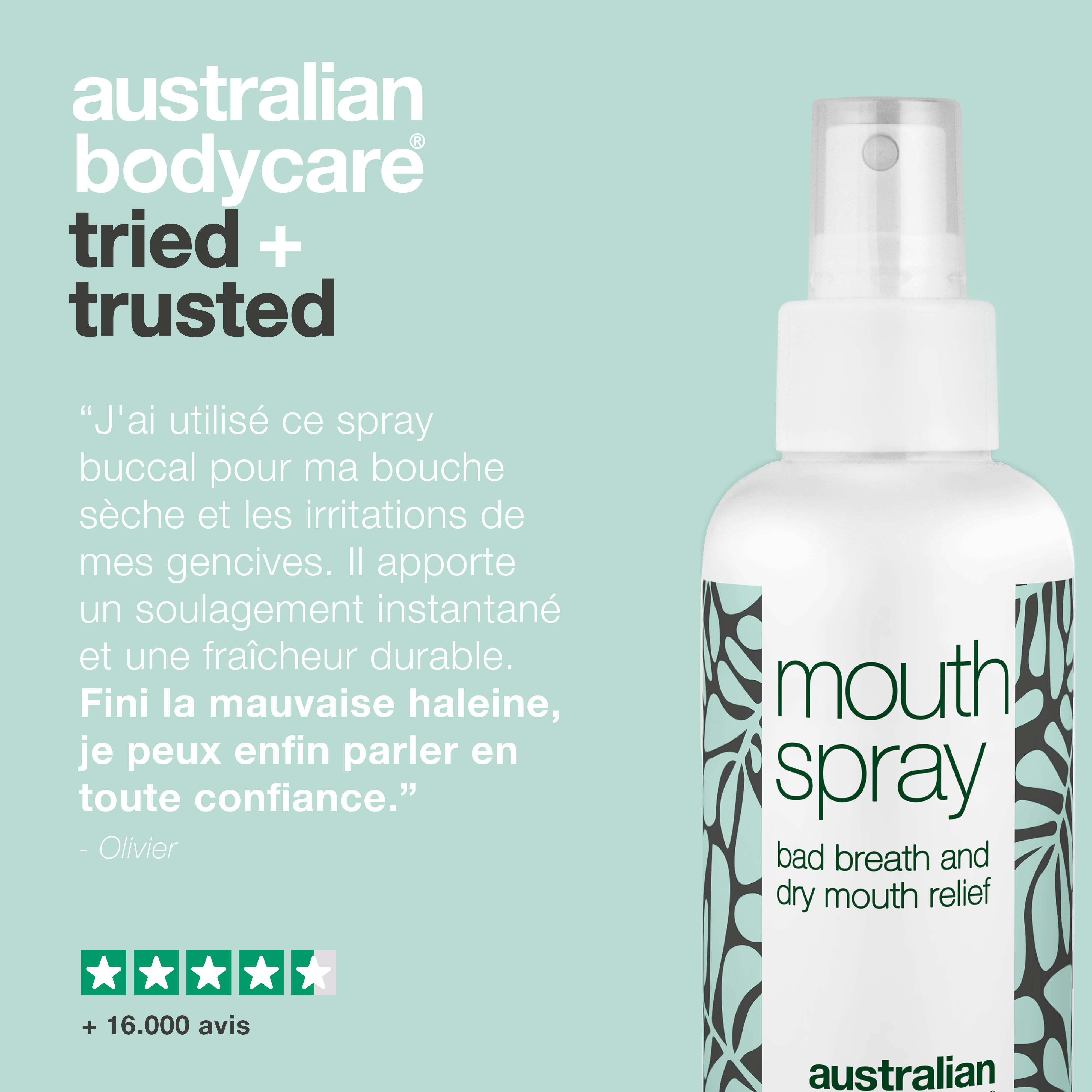 Spray buccal rafraîchissant contre la mauvaise haleine et la bouche sèche — Spray buccal apaisant et rafraîchissant pour la langue et les gencives avec des ingrédients naturels. Garde votre bouche fraîche et hydratée, luttant efficacement contre la mauvaise haleine et la bouche sèche.
