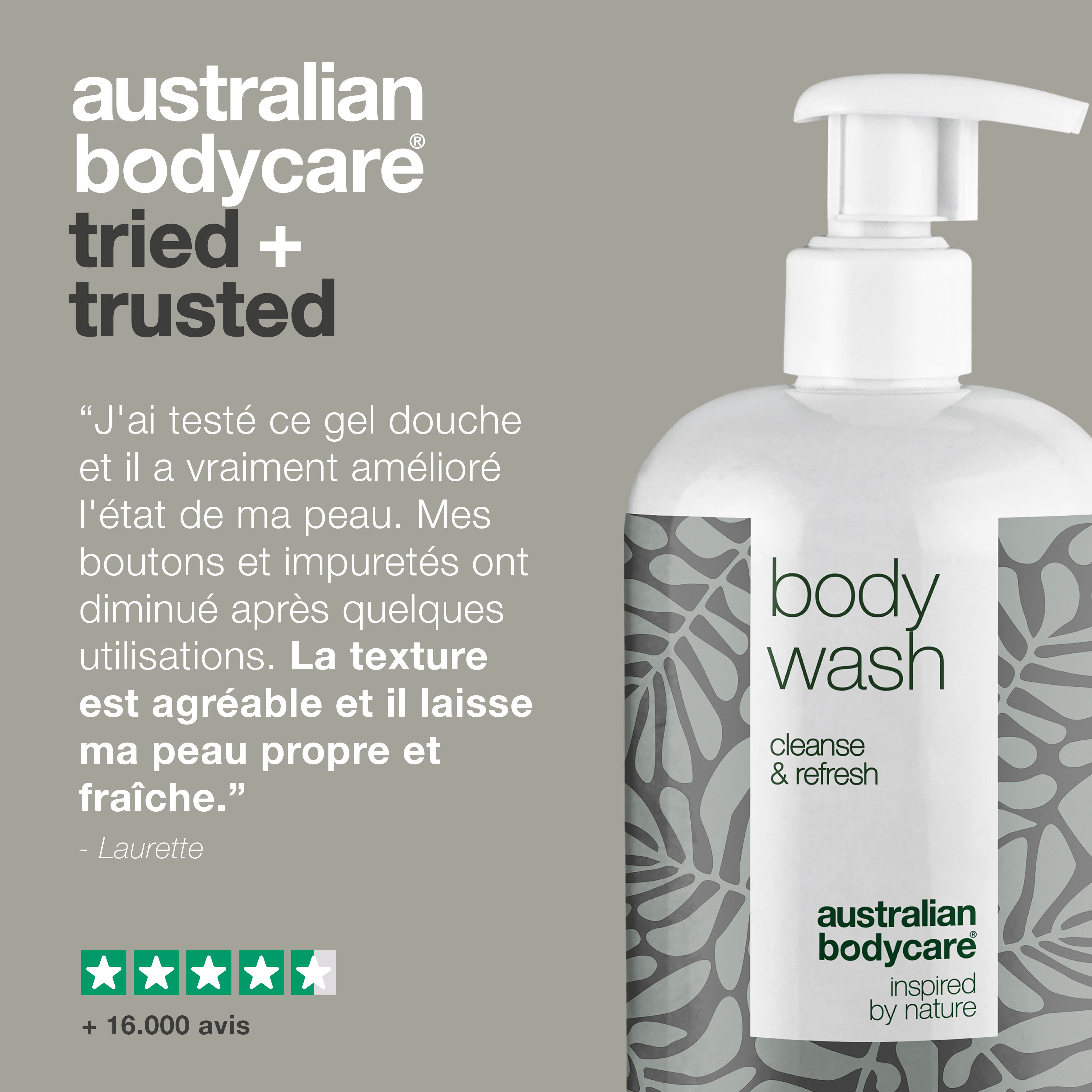 4 Gel douche pour 3 Tea Tree 500 ml Myrte citronnée - offre groupée — Kit de 4 savons pour le corps (500 ml) : Huile de Tea Tree & Myrte Citronnée