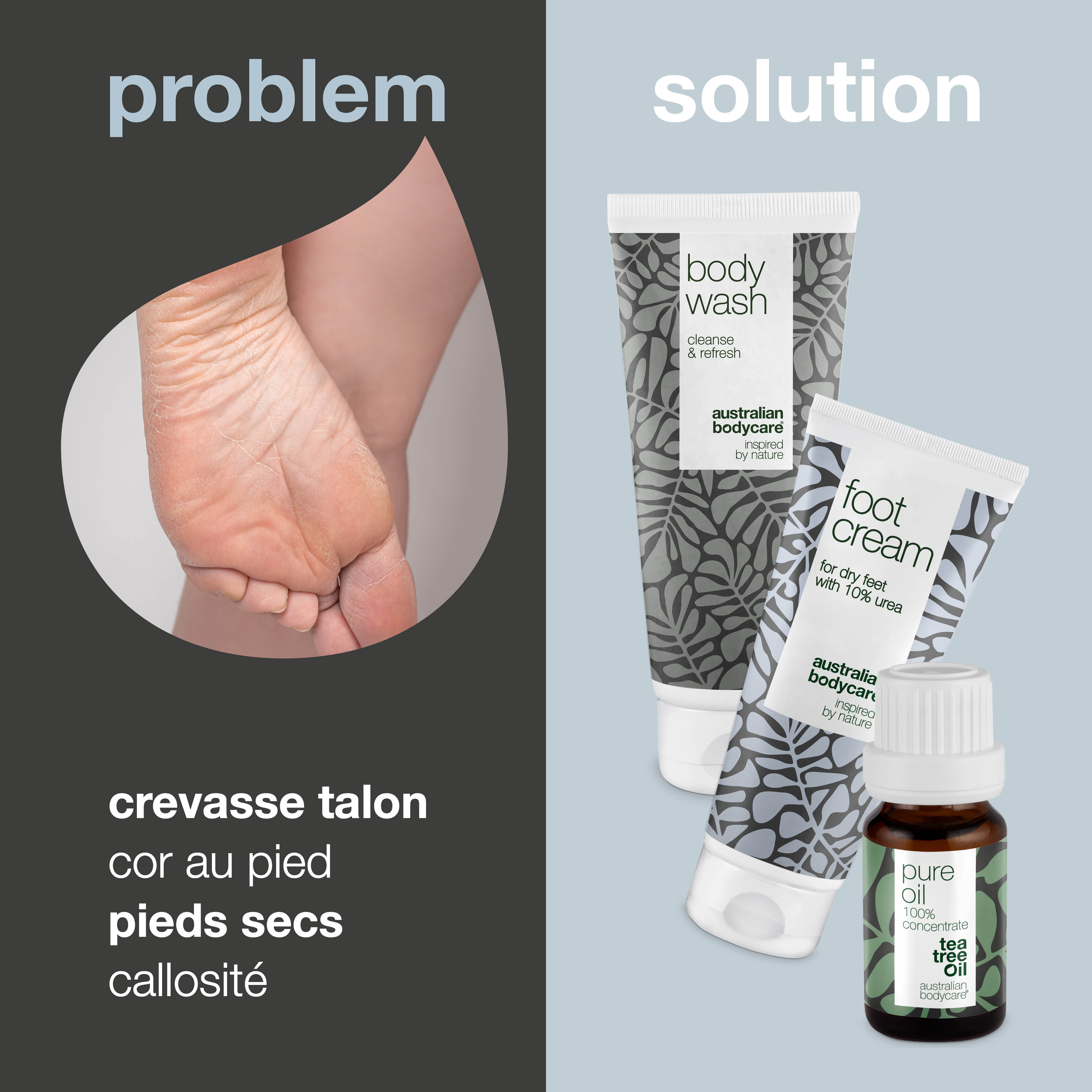 3 Produits pour la peau dure et les cors des pieds et des talons — Prévient et neutralise les fissures du talon, les cors, les callosités et la peau dure des pieds
