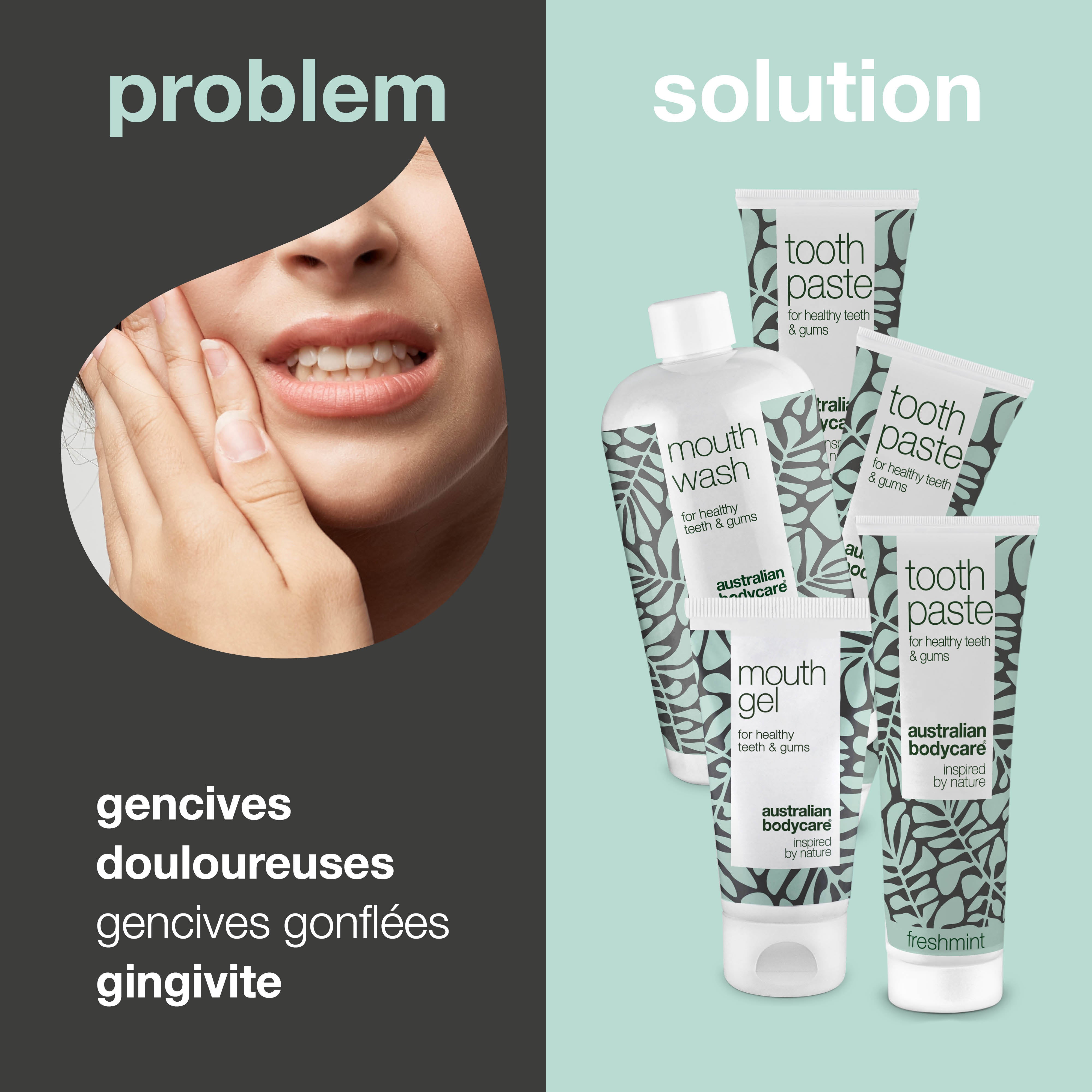Pack de soins des gencives enflées — 5 produits pour soulager et prévenir les gencives enflées et douloureuses