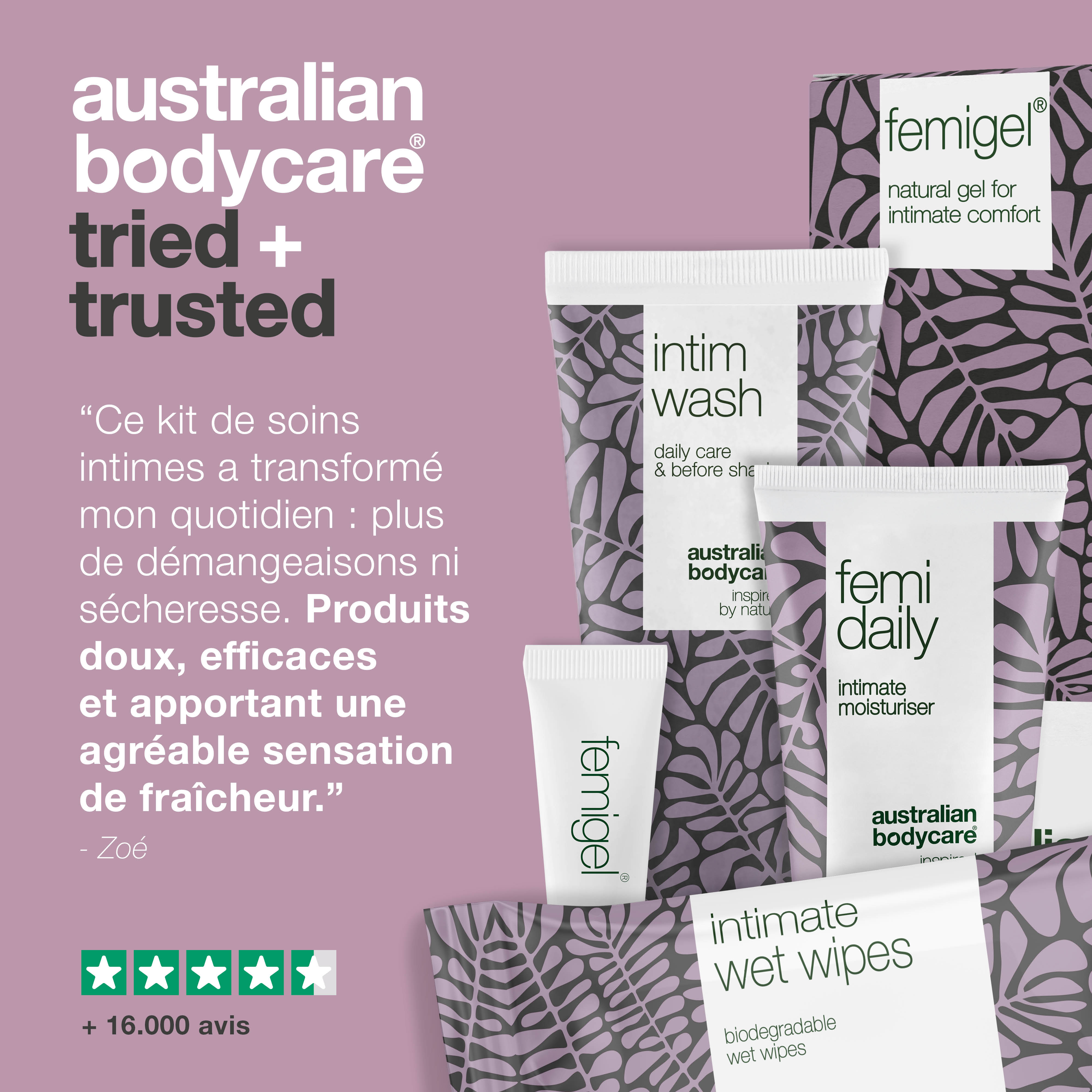 4 produits pour les soins et l'hygiène intimes — Réduit et prévient les démangeaisons, les rougeurs, la sécheresse et les odeurs indésirables