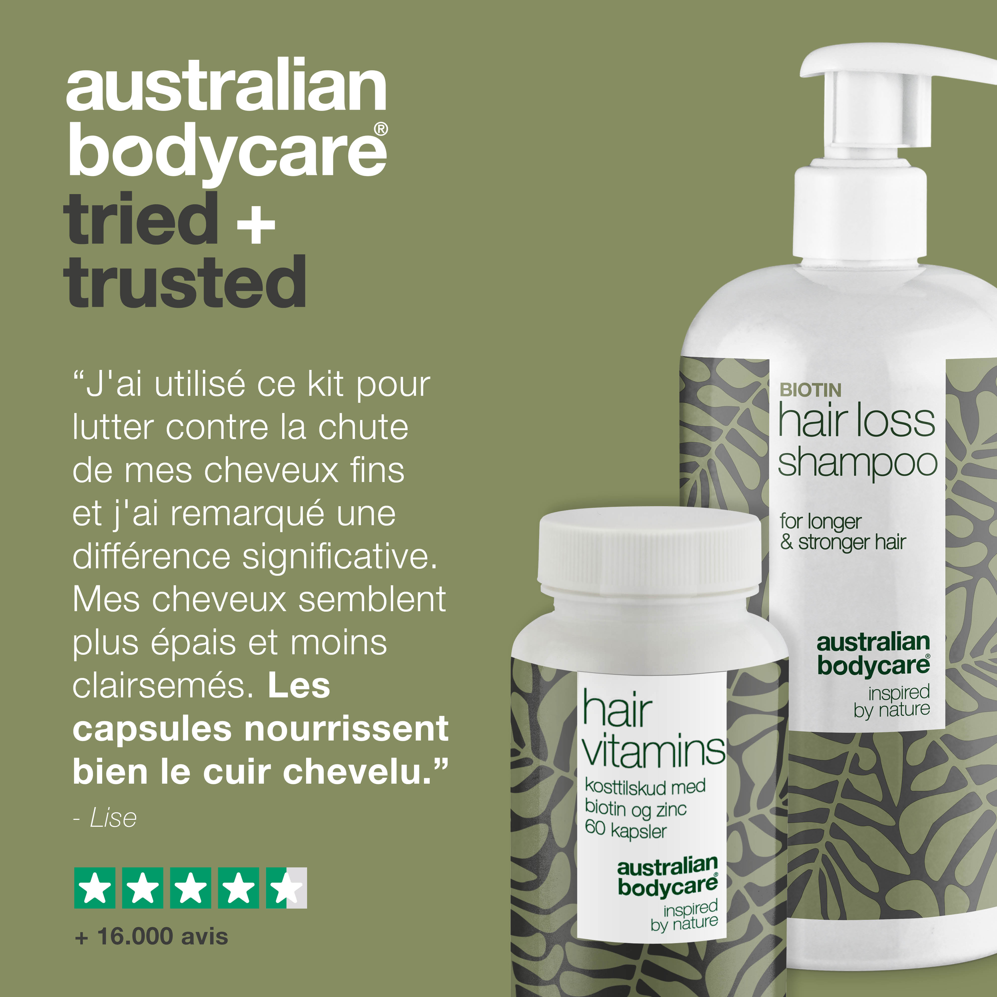 Shampoing anti-chute et vitamines pour la croissance des cheveux — Produits pour renforcer les cheveux fins et abîmés