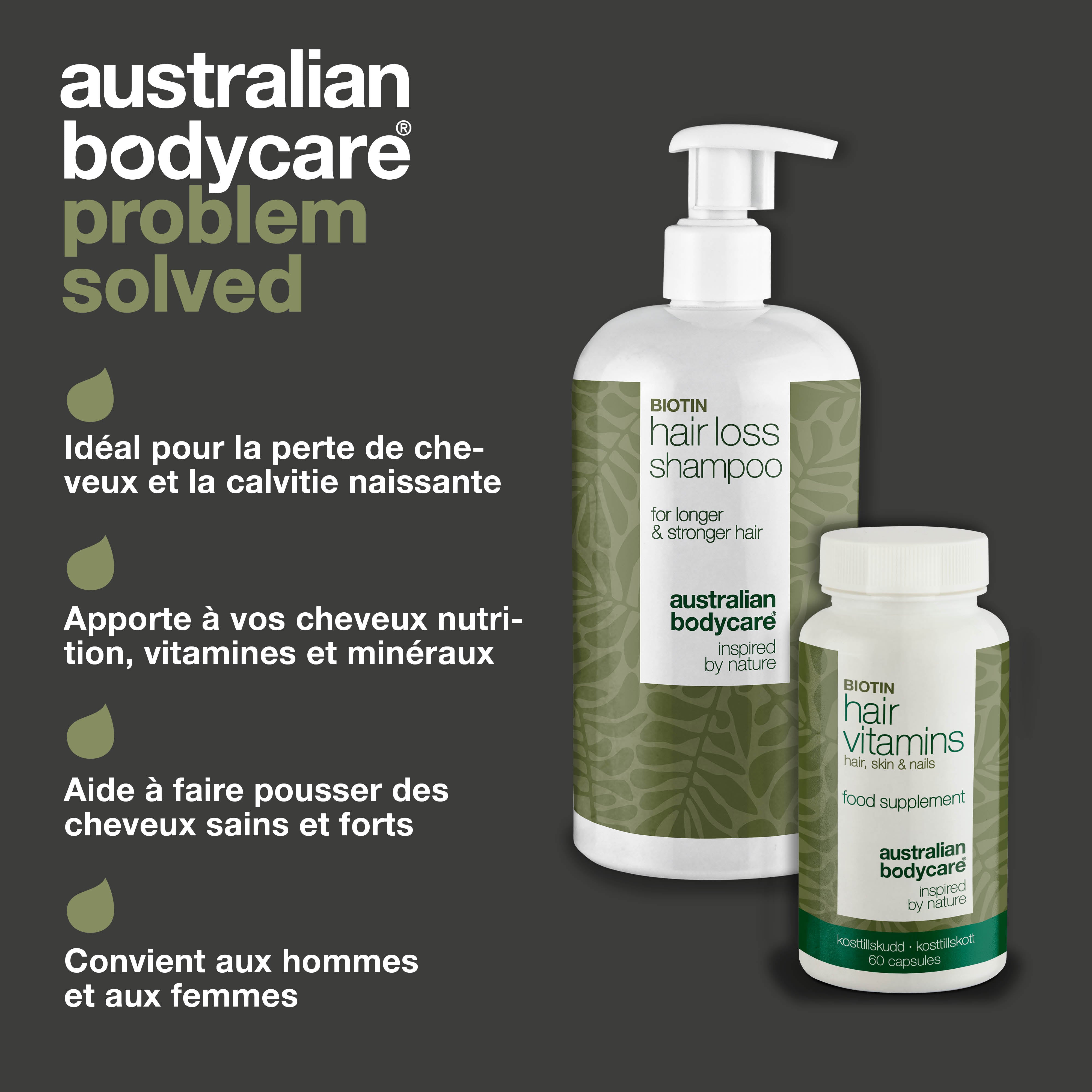 Kit shampooing et vitamines capillaires contre la perte de cheveux — Produits pour le soin des cheveux fins