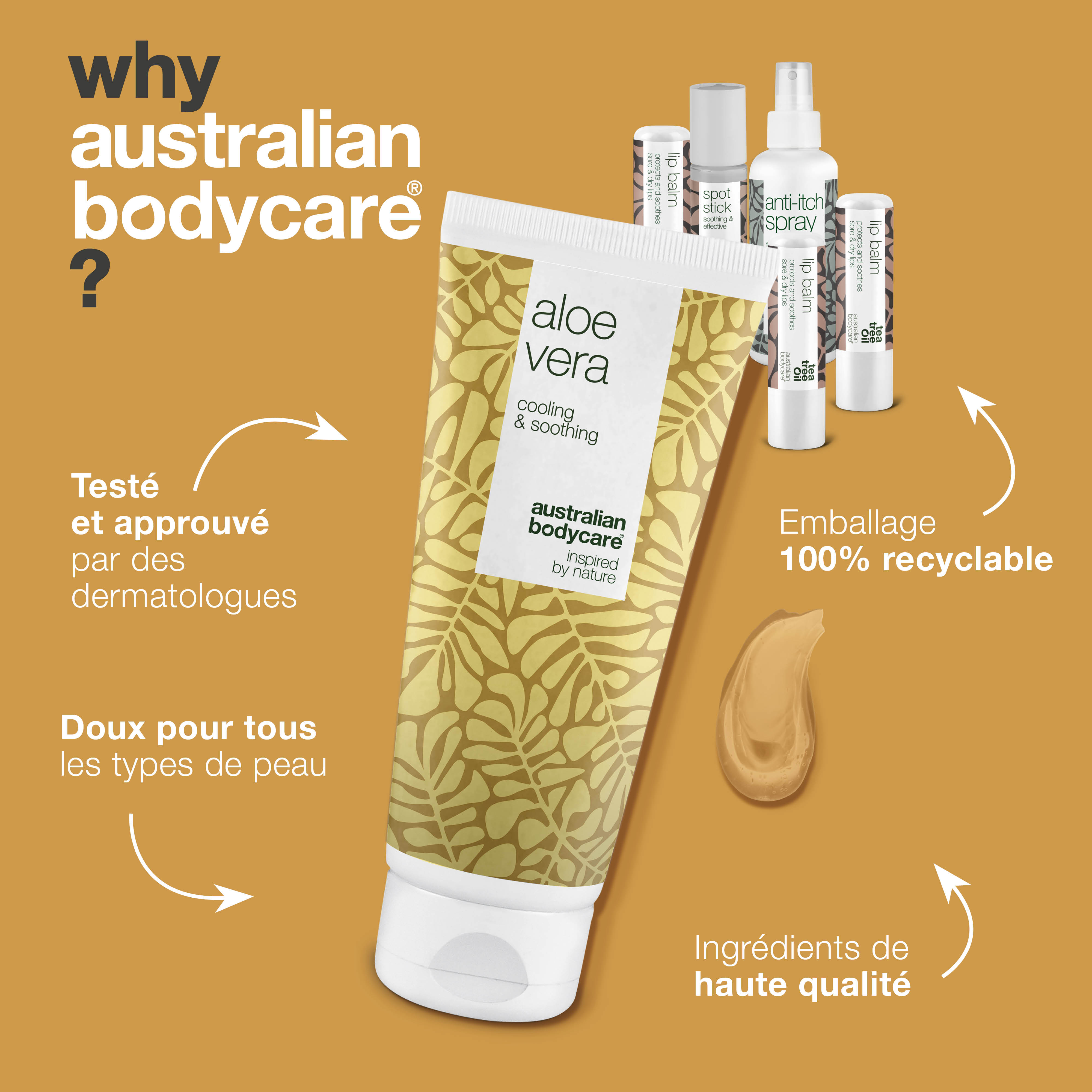 Produits de soins de la peau pour les vacances d'été — Produits pour soigner les coups de soleil et autres problèmes de peau