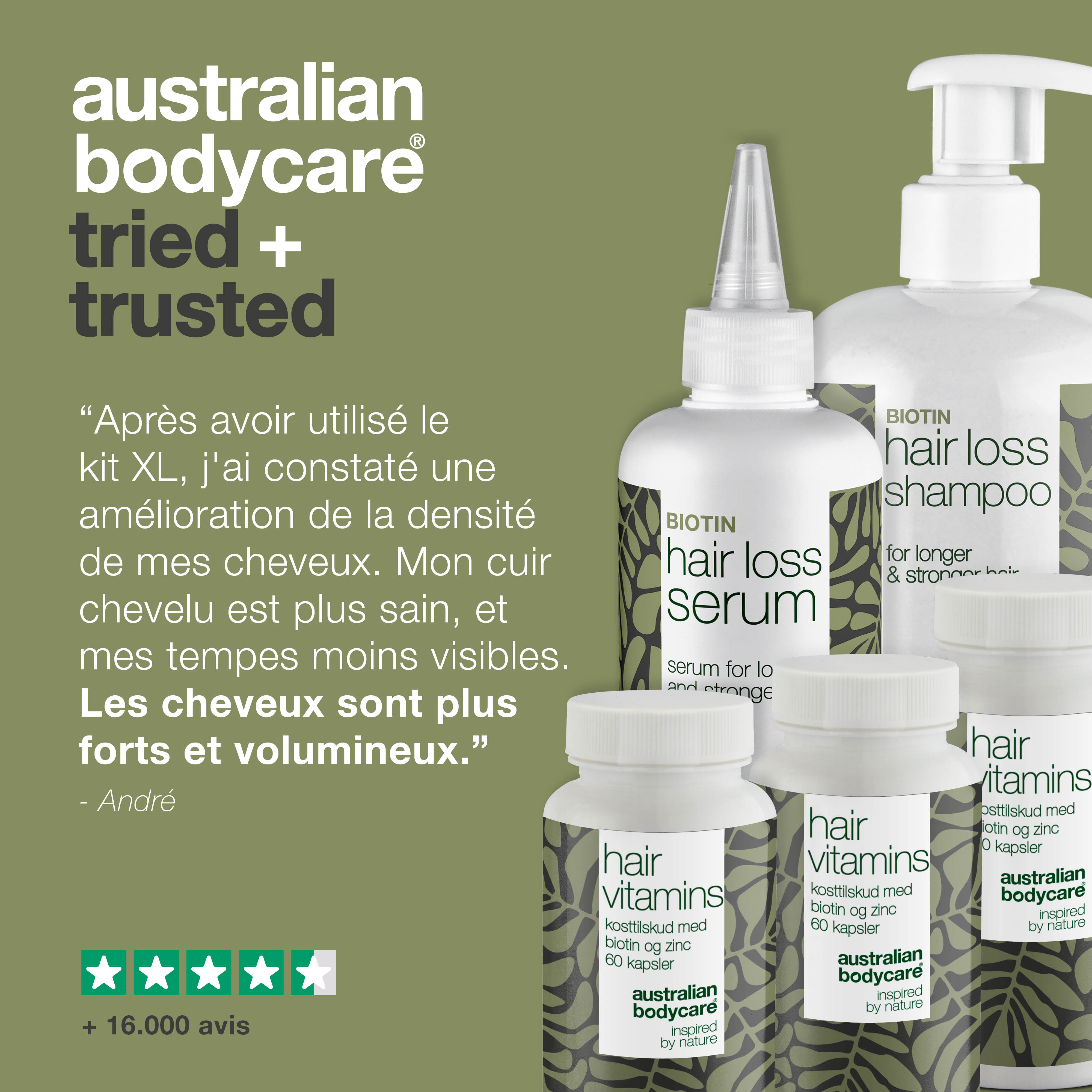 Pack XL contre la chute des cheveux — 5 produits contre la chute des cheveux avec de la biotine pour les cheveux clairsemés
