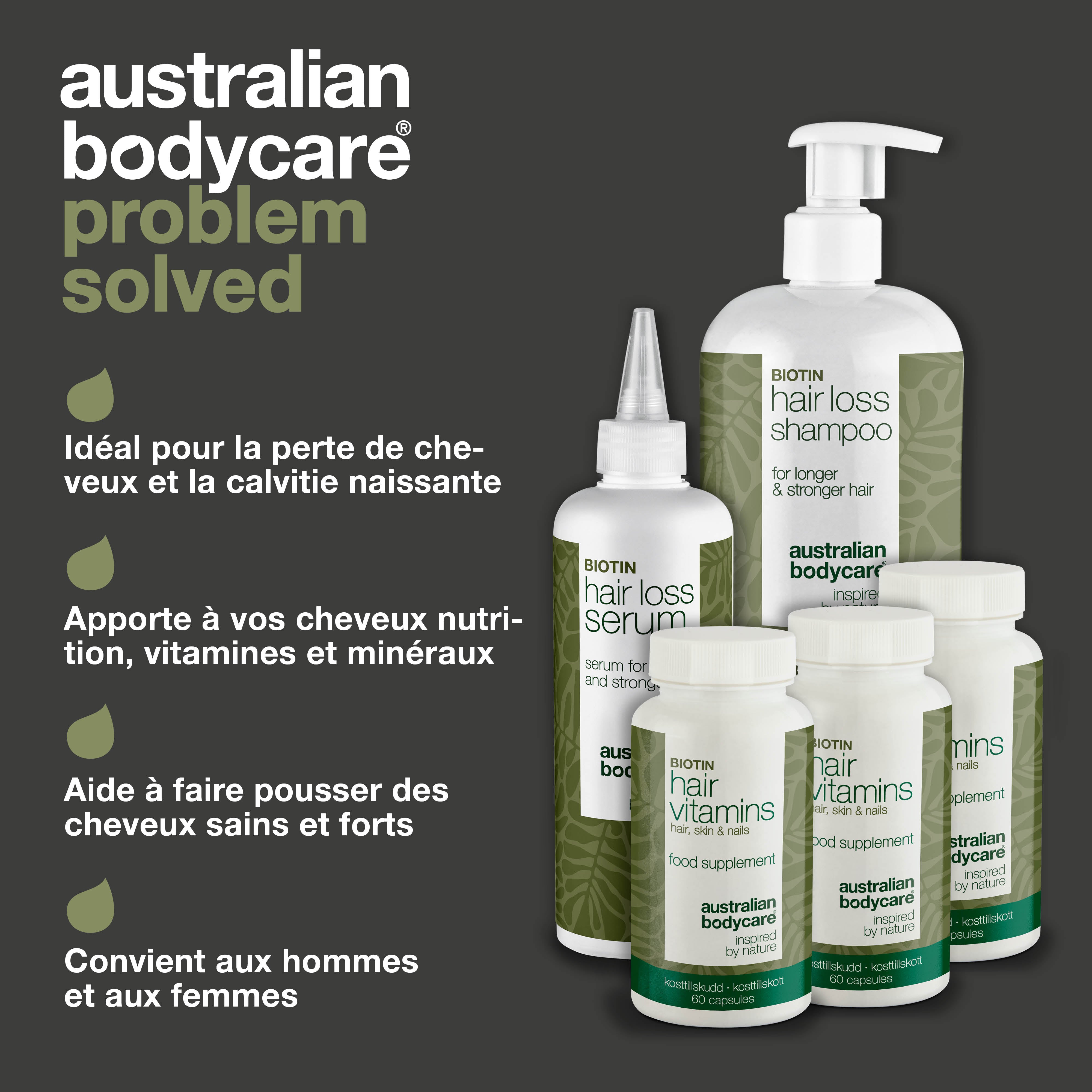 Pack XL contre la chute des cheveux — 5 produits contre la chute des cheveux avec de la biotine pour les cheveux clairsemés